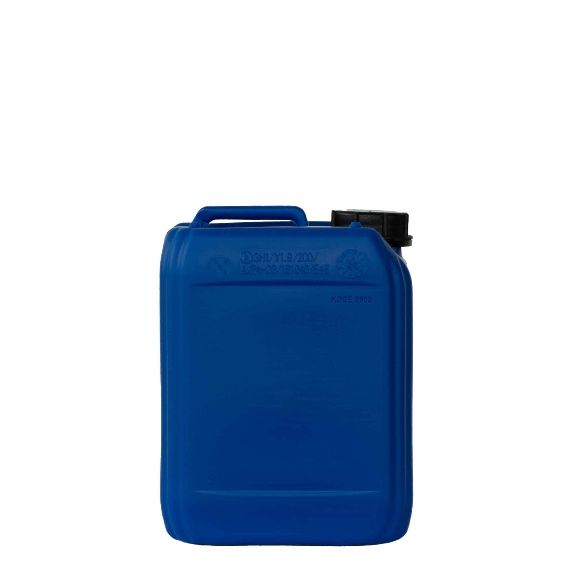 Bidon de 5 l, rectangulaire, plastique HDPE, bleu, ouverture : ND 55