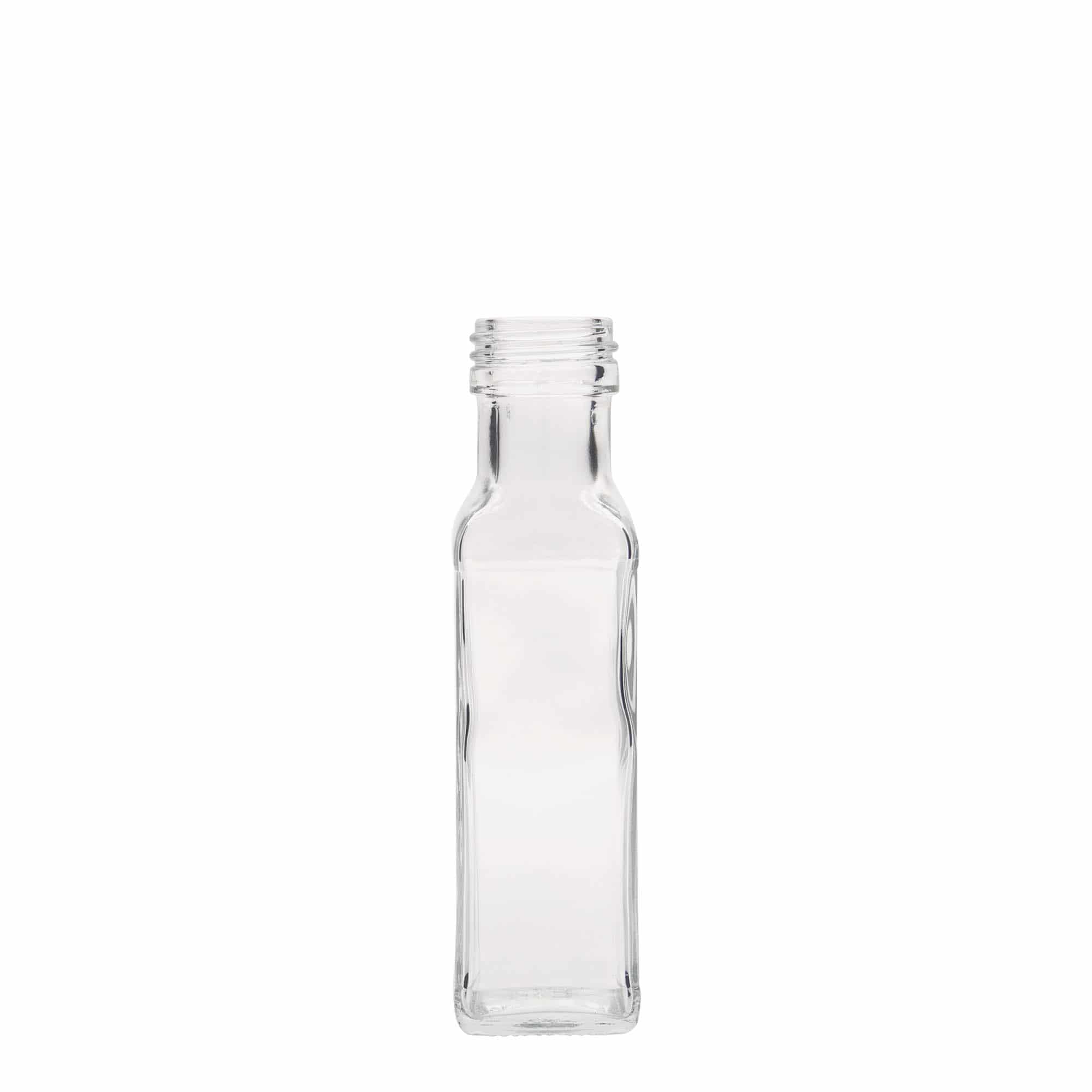 Bouteille en verre 100 ml 'Marasca', carrée, col : PP 31,5