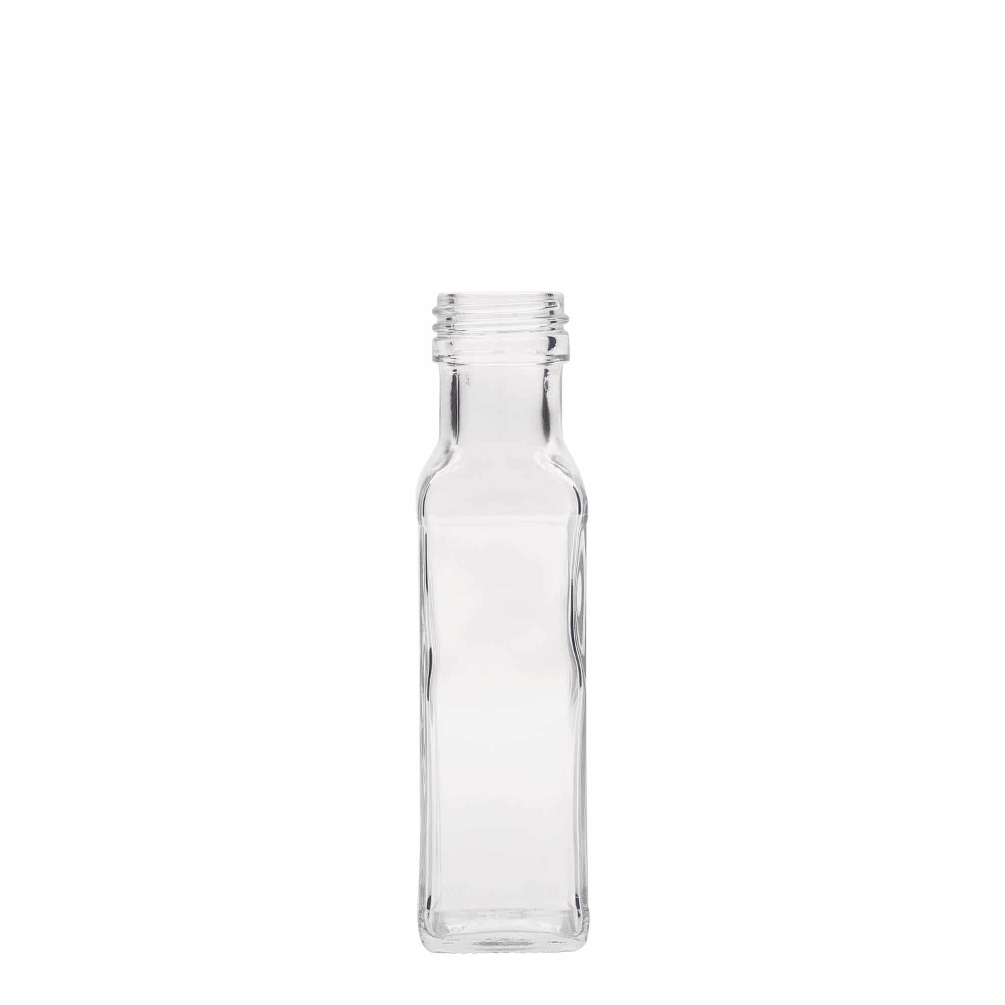 Bouteille en verre 100 ml 'Marasca', carrée, bouchage: PP 31,5 Bouteille en verre 100 ml 'Marasca', carrée, bouchage: PP 31,5