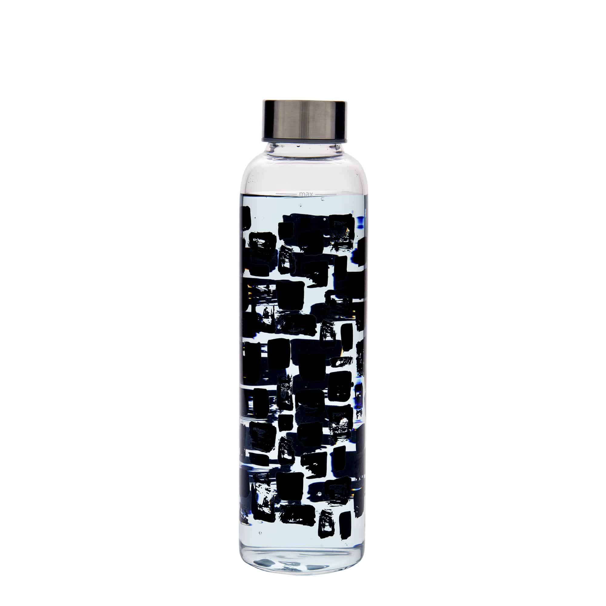 Bouteille d'eau 500 ml 'Perseus - Rectangles noirs', ouverture : bouchon à vis