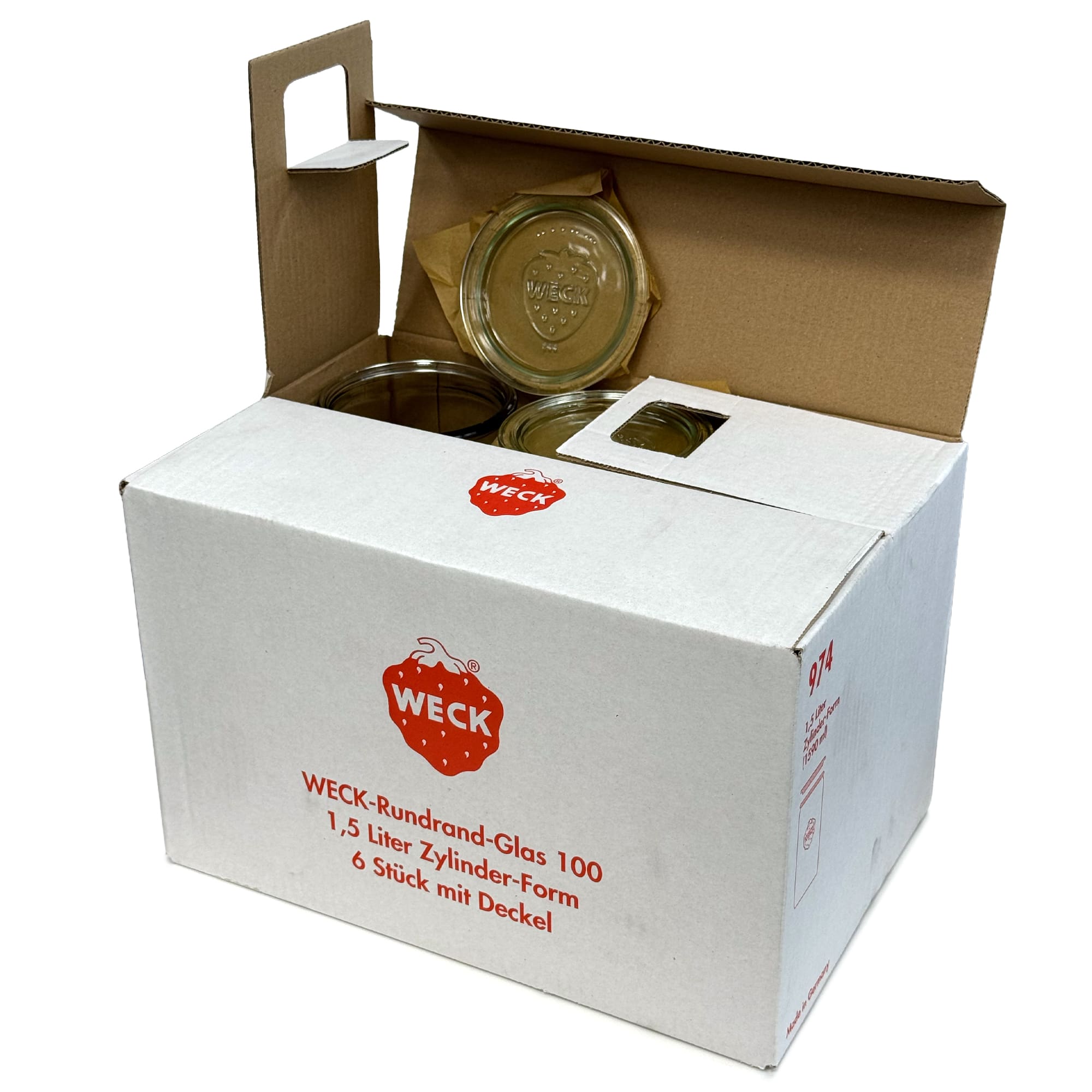 6x 1575 ml verre cylindrique WECK avec couvercle en verre RR 100