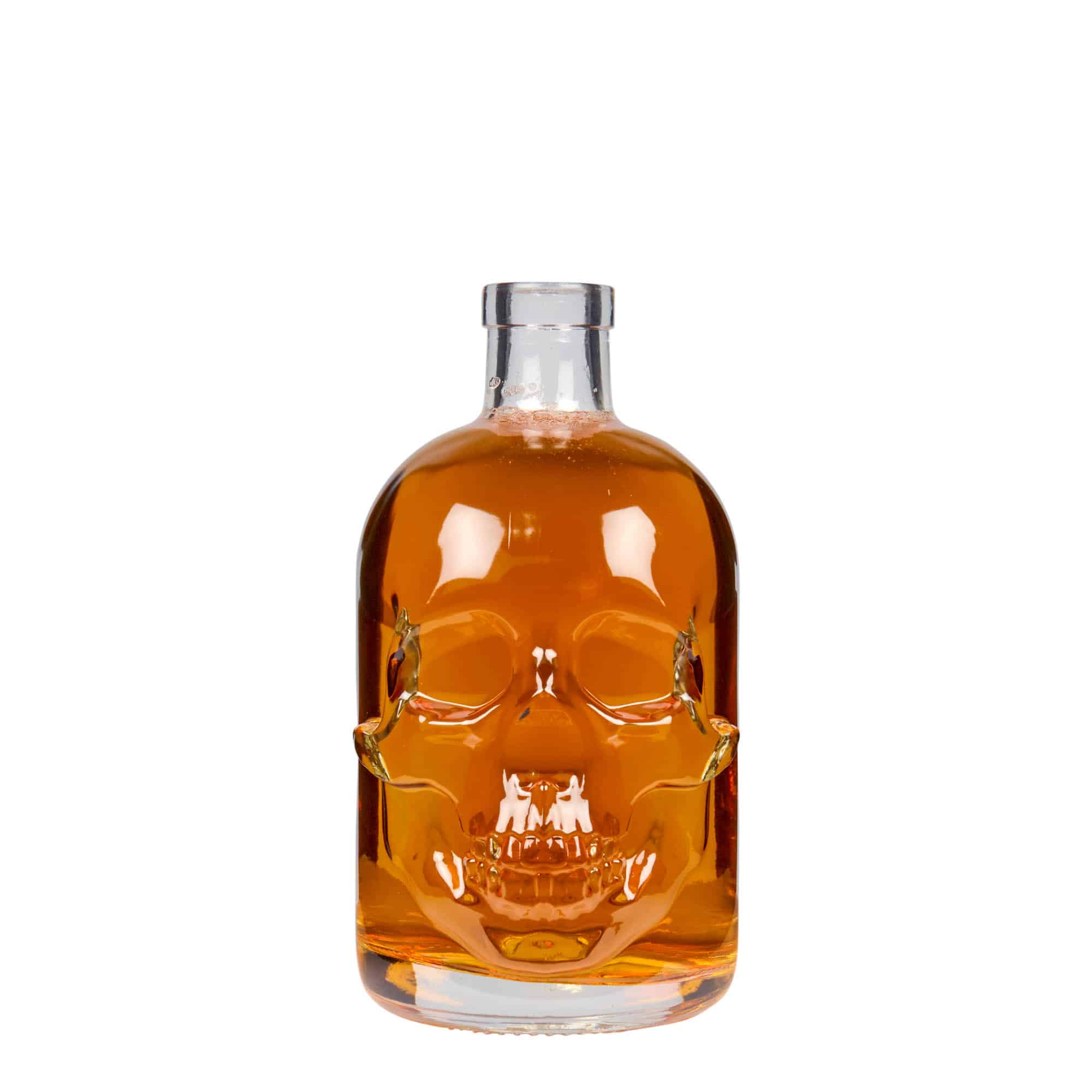 Bouteille en verre de 500 ml « Tête de mort », ouverture : bouchon en liège Bouteille en verre de 500 ml « Tête de mort », ouverture : bouchon en liège