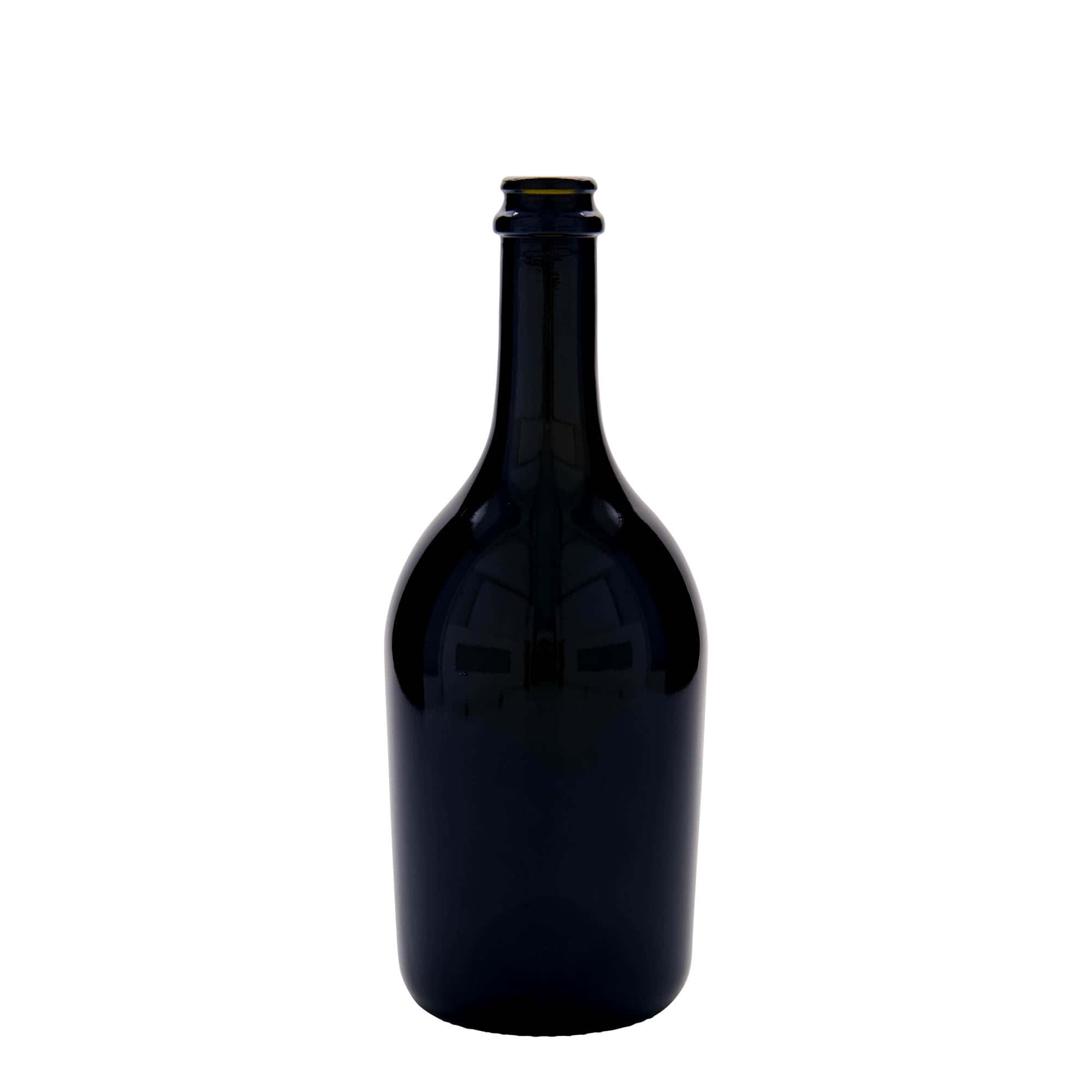 Bouteille de bière/champagne 750 ml 'Butterfly', verre, vert antique, goulot : capsule couronne