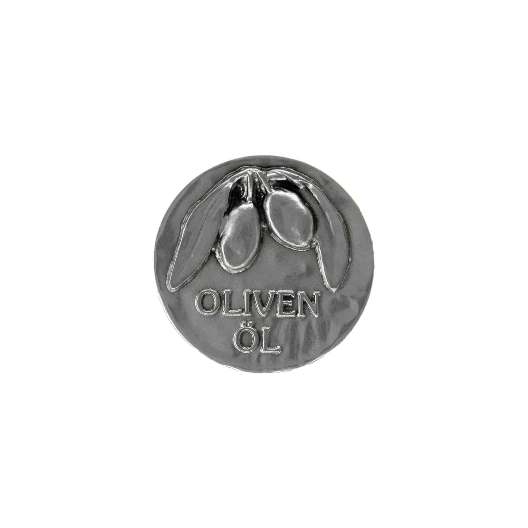 Étiquette en étain « Huile d'olive », métal, argenté