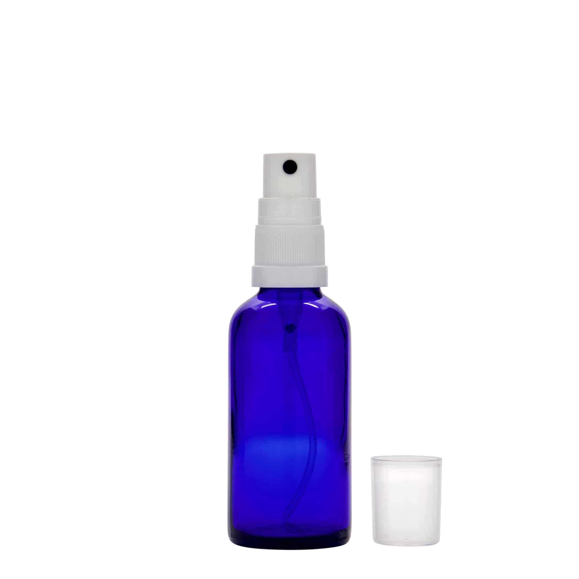 Flacon vaporisateur médical 50 ml, verre, bleu roi, col : DIN 18