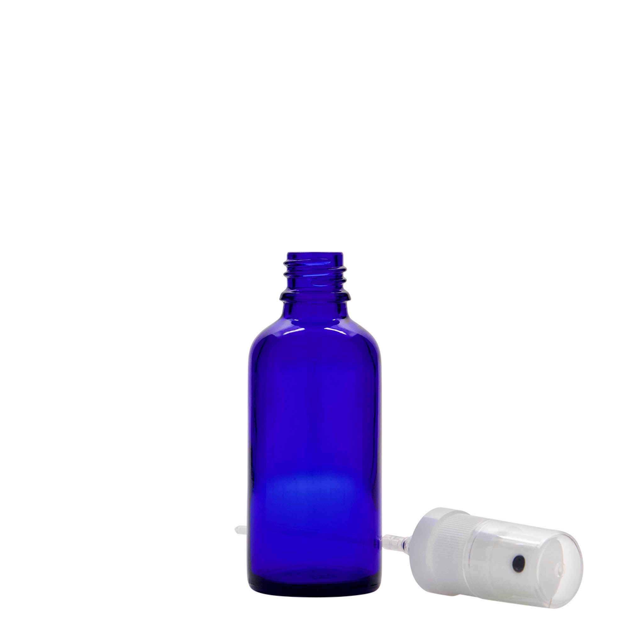Flacon pulvérisateur 50 ml Médical, verre, bleu royal, embouchure : DIN 18