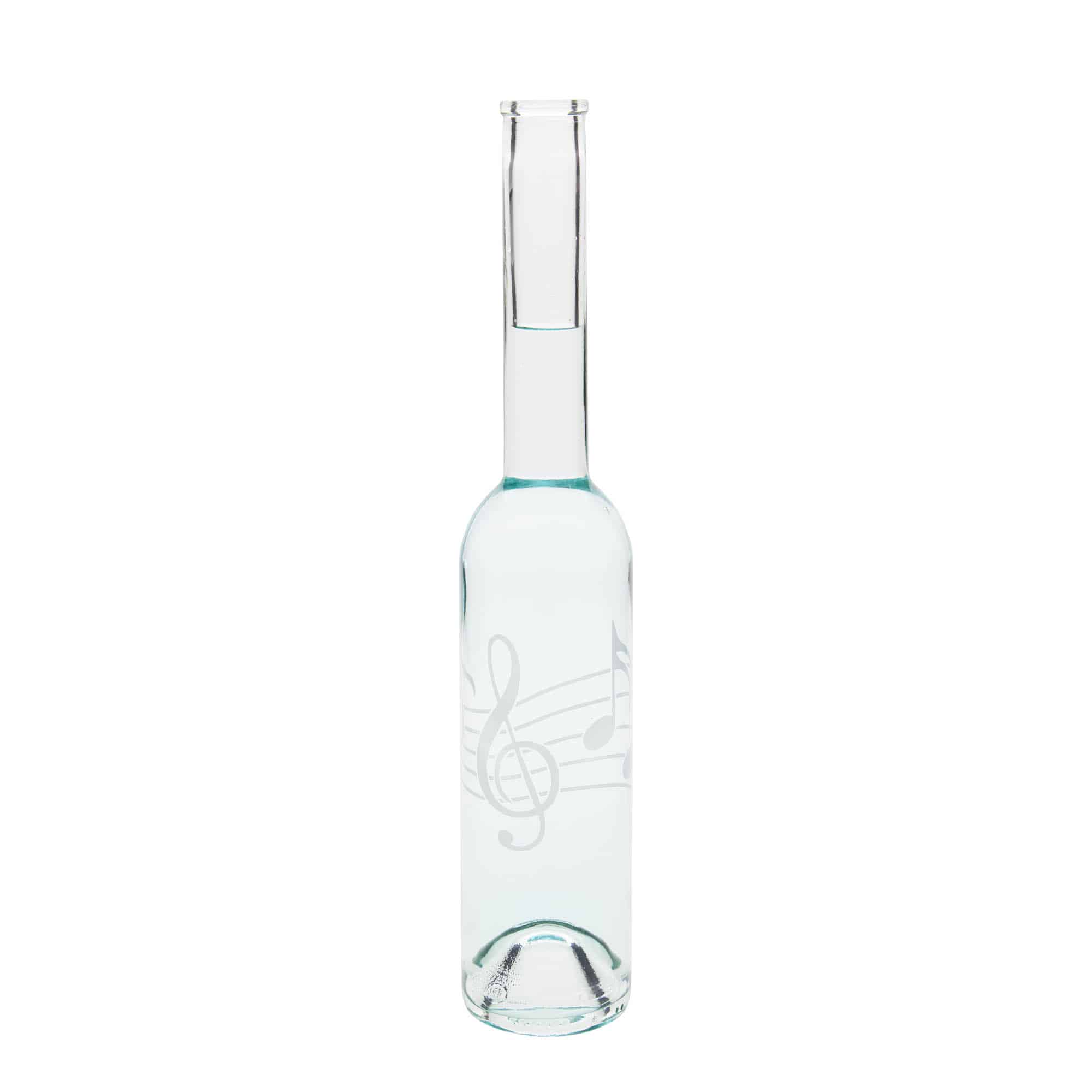 Bouteille en verre 350 ml 'Opera', motif : notes de musique, bouchon : liège