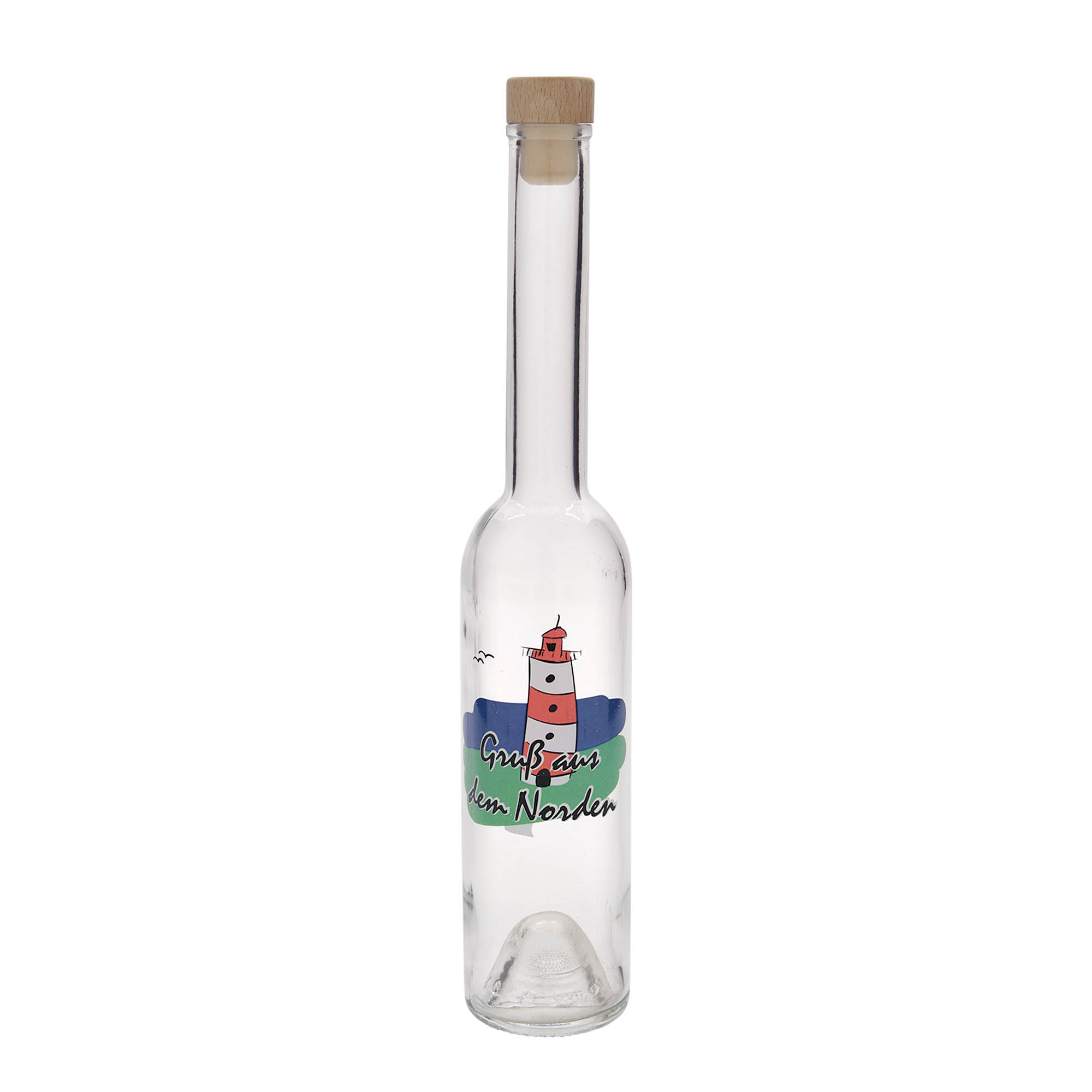 Bouteille en verre 350 ml 'Opera', motif : Nord, ouverture : bouchon en liège Bouteille en verre 350 ml 'Opera', motif : Nord, ouverture : bouchon en liège