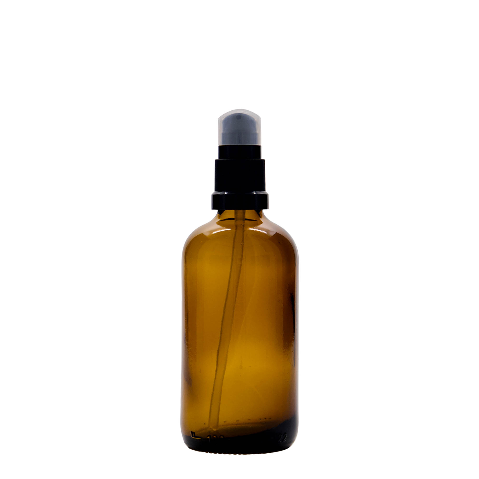 Flacon médical de 100 ml avec pompe lotion, verre, brun, ouverture : DIN 18