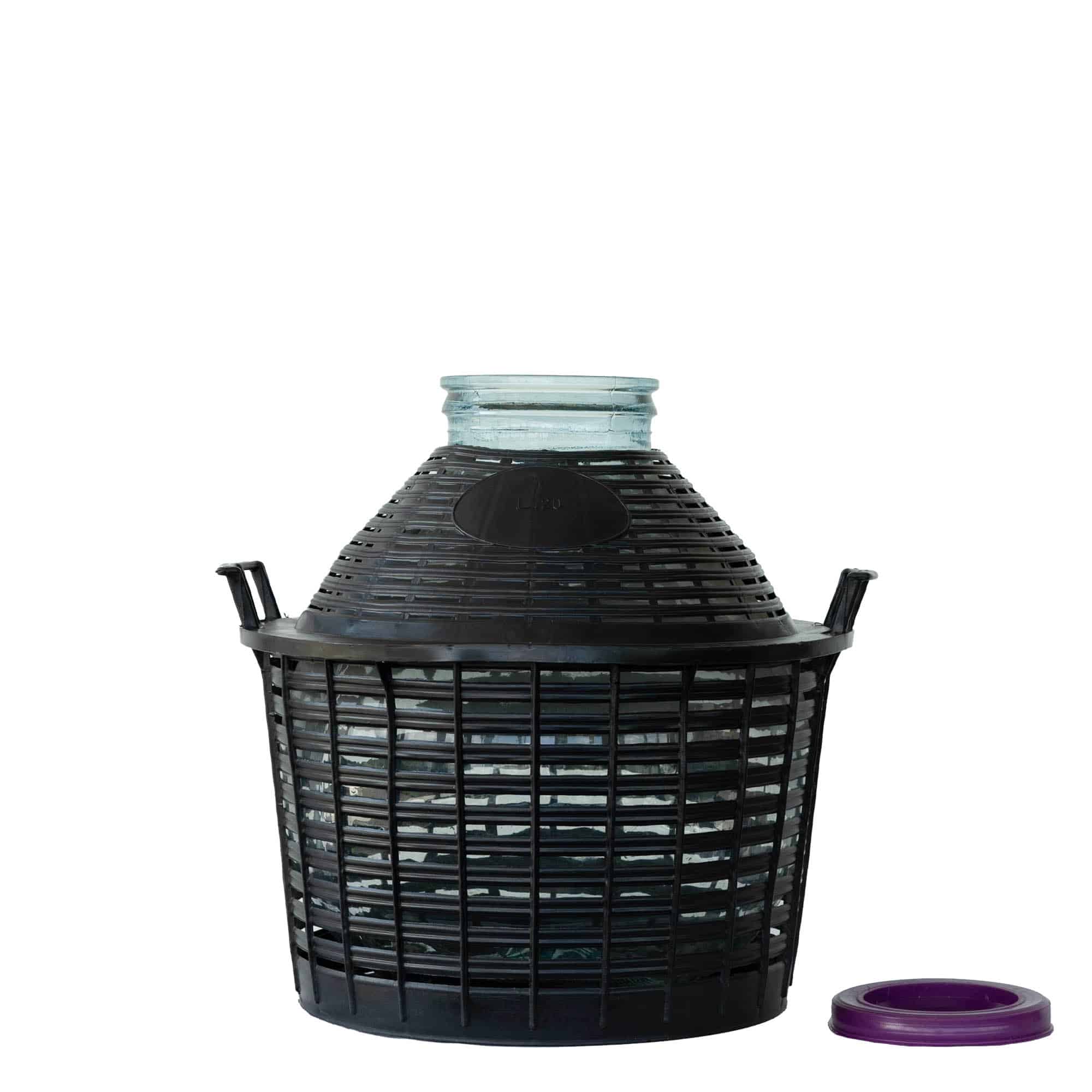 Dame-jeanne 20 l à col large, verre, bouchage: Bougage à vis