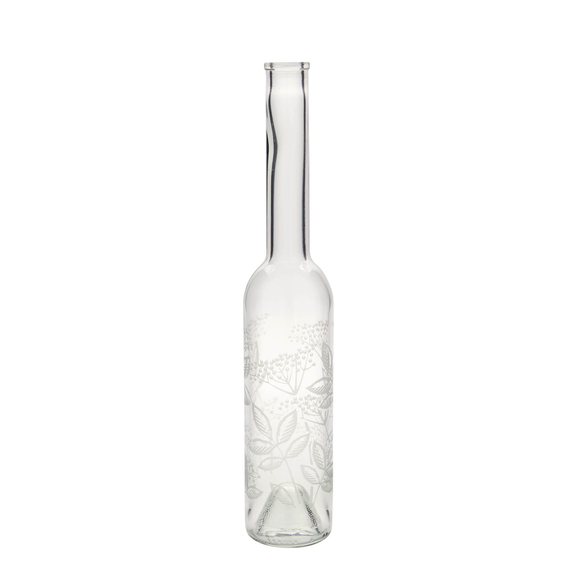 Bouteille en verre 350 ml 'Opera', motif : sureau, ouverture : bouchon en liège Bouteille en verre 350 ml 'Opera', motif : sureau, ouverture : bouchon en liège