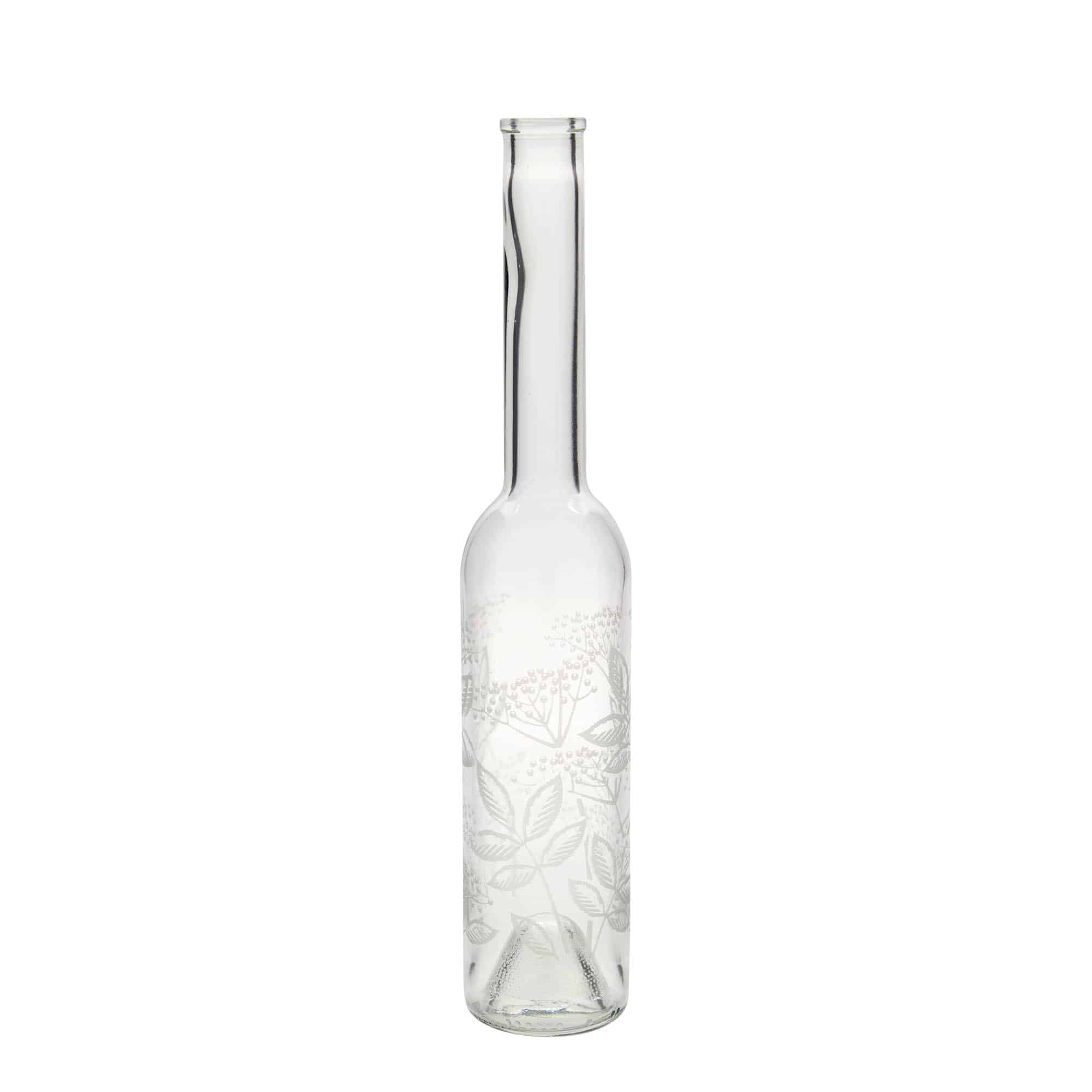 Bouteille en verre 350 ml « Opera », motif : sureau, ouverture : bouchon en liège