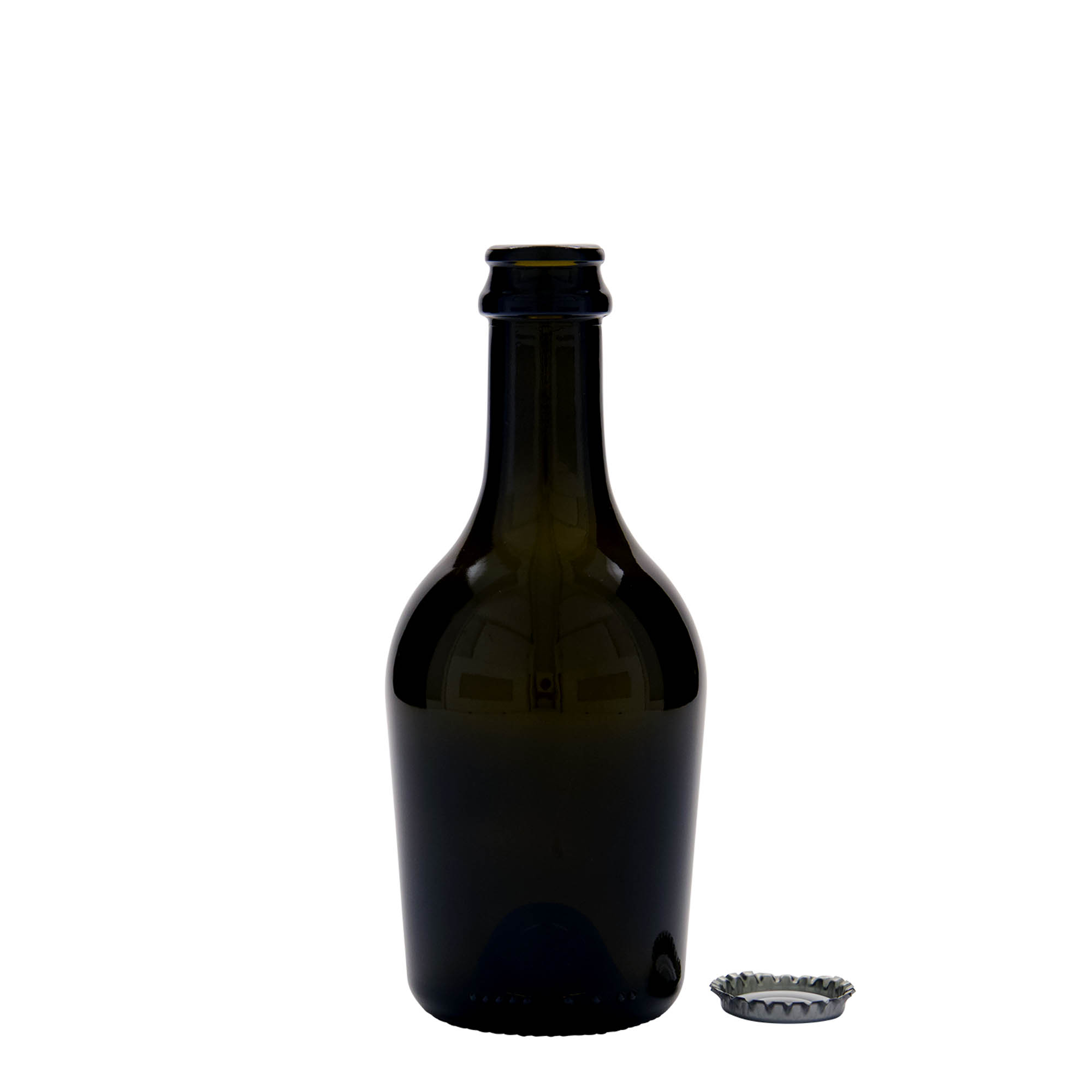 Bouteille de bière/champagne 330 ml 'Butterfly', verre, vert antique, ouverture : capsule couronne Bouteille de bière/champagne 330 ml 'Butterfly', verre, vert antique, ouverture : capsule couronne