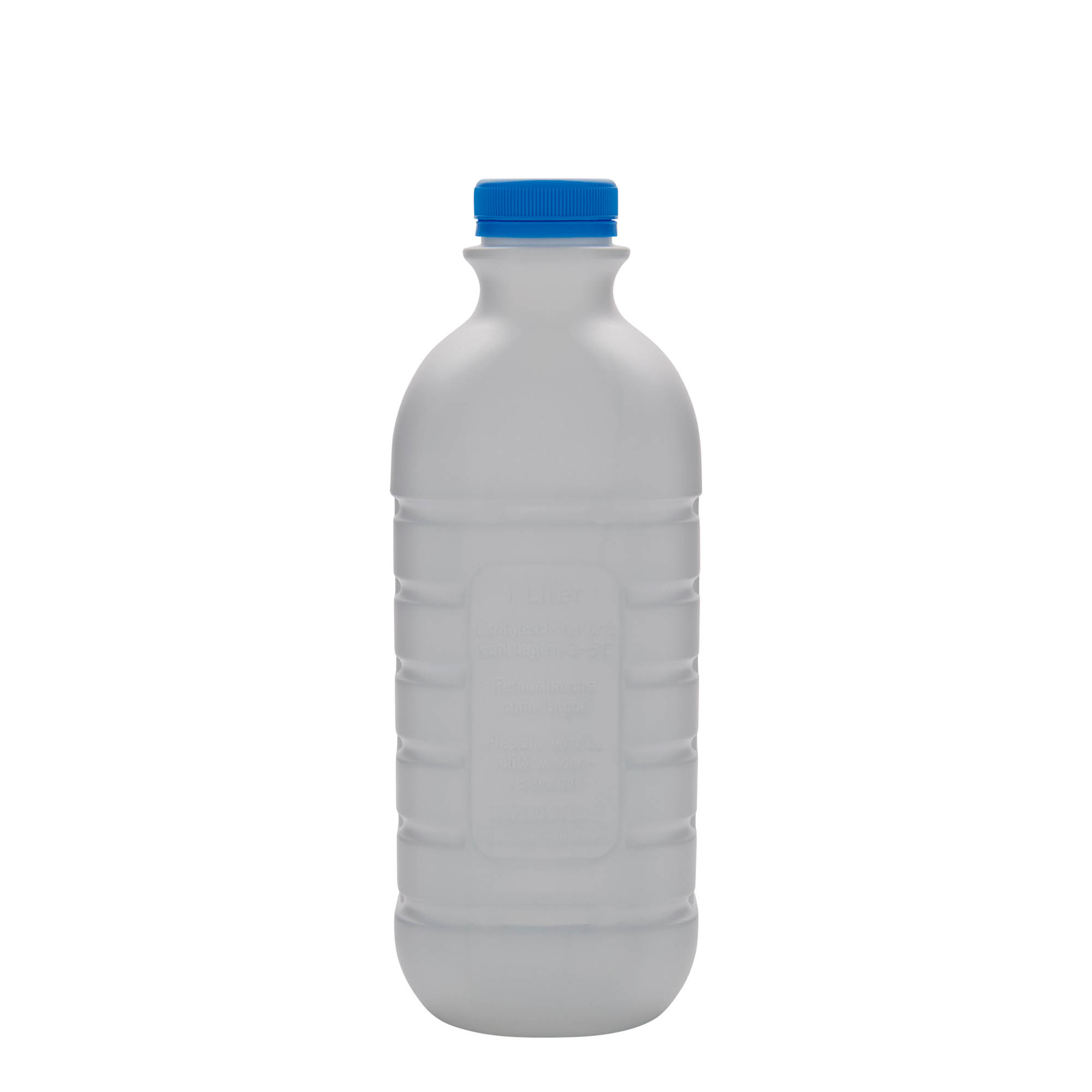 Bouteille de lait 1 000 ml, rectangulaire, plastique HDPE, blanc, ouverture : PEHD40