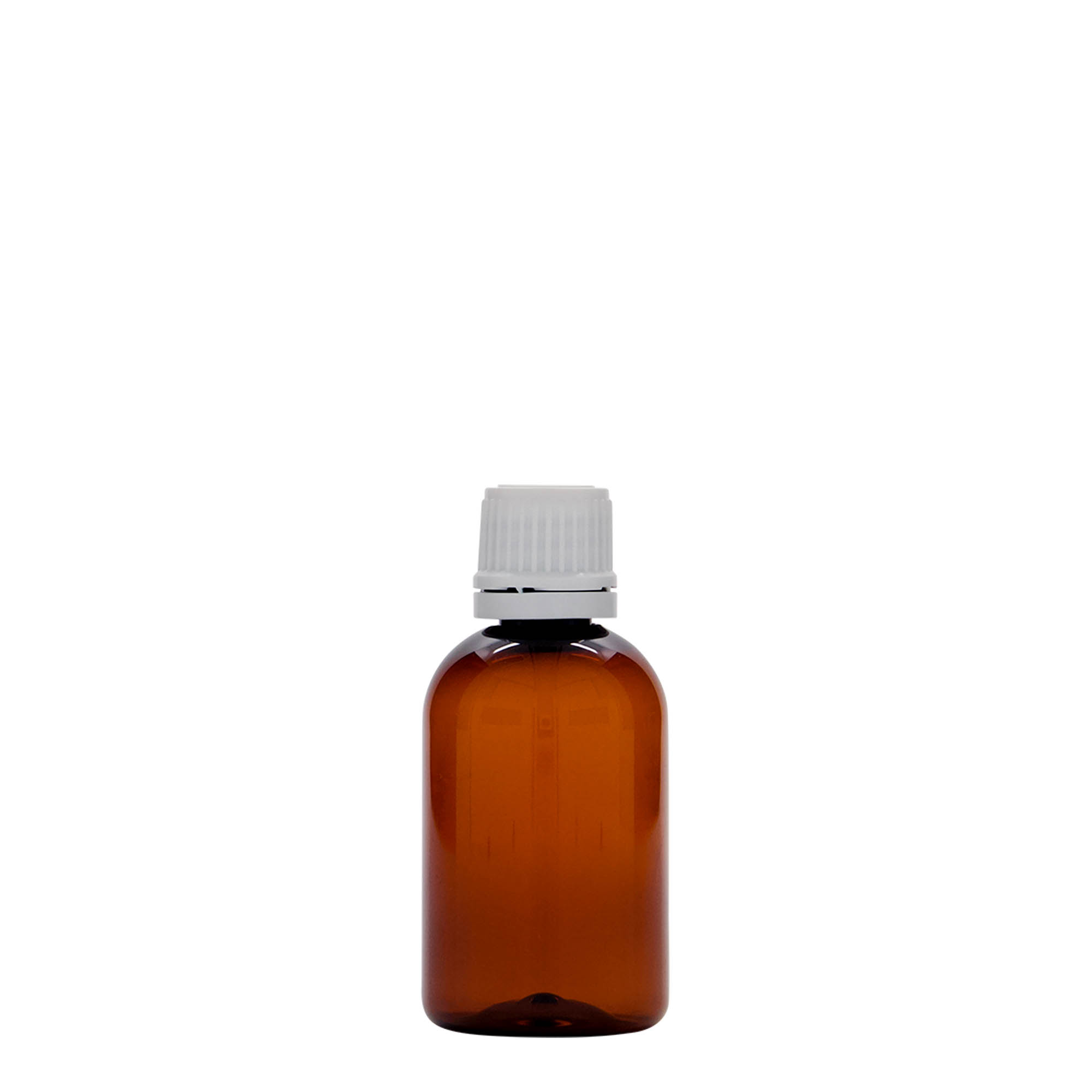Flacon médical PET 50 ml « Easy Living », brun, plastique, ouverture : DIN 18