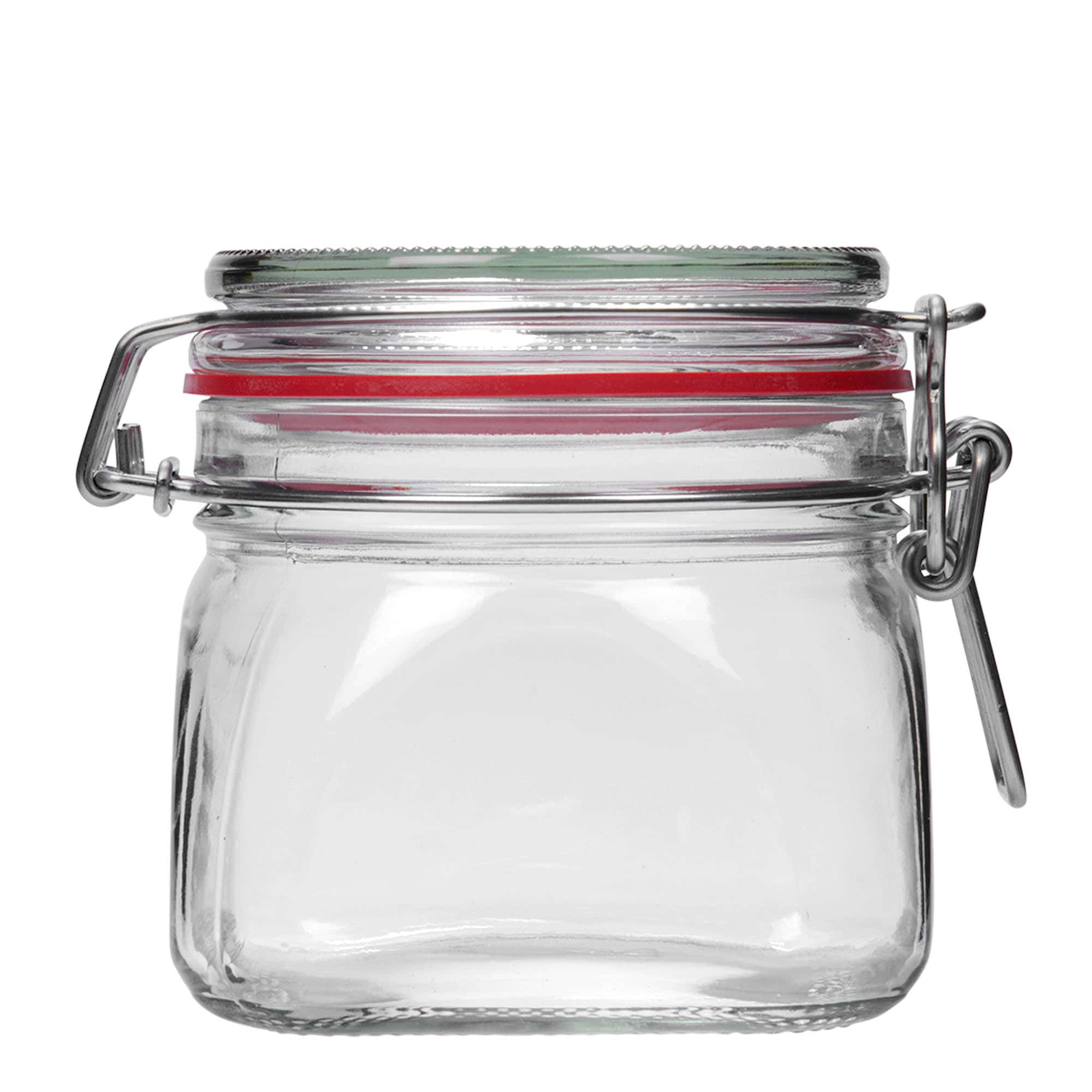Bocal à fermeture mécanique 550 ml, carré, bouchage: bouchon mécanique