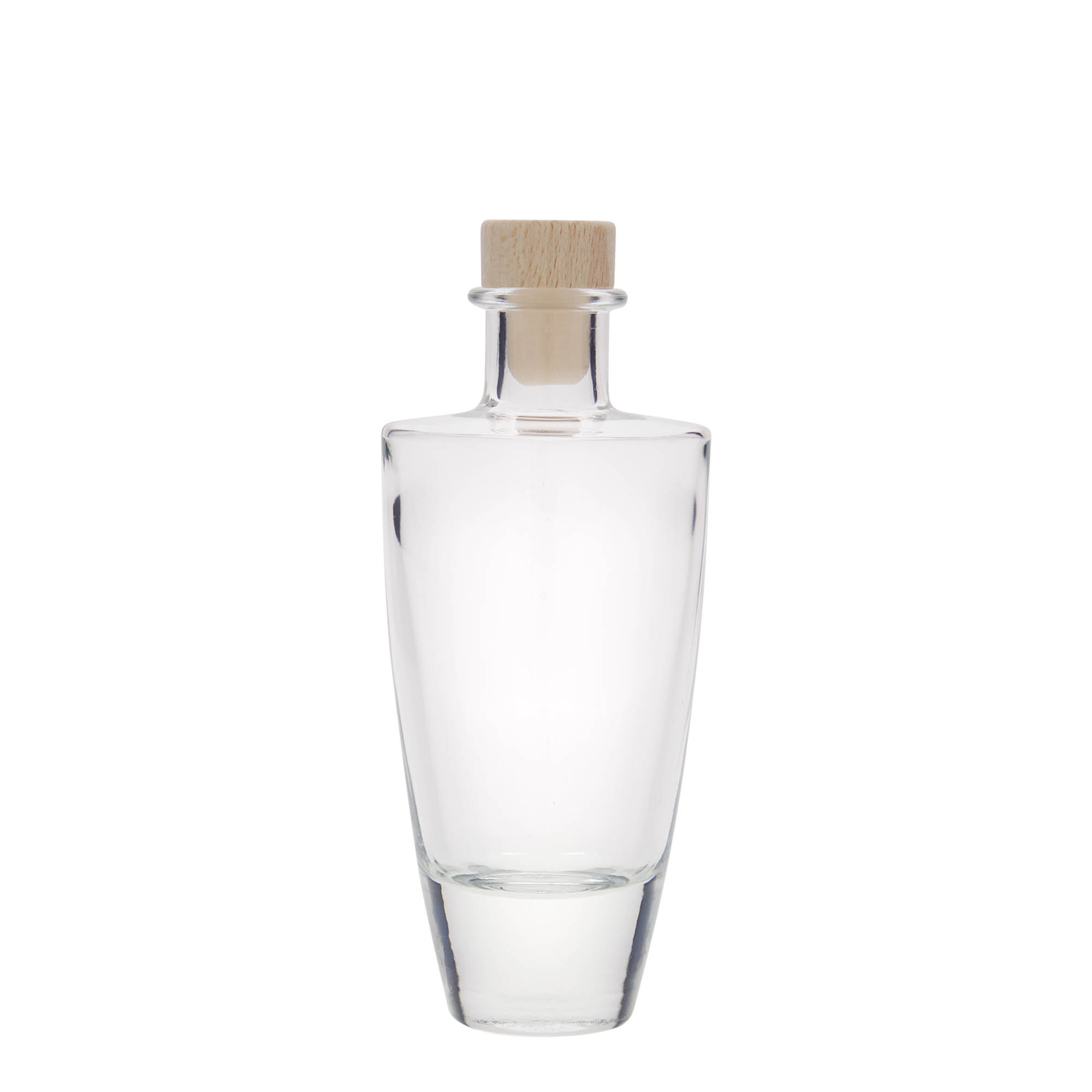 Flacon en verre 200 ml 'Vanessa', ovale, ouverture : bouchon en liège Flacon en verre 200 ml 'Vanessa', ovale, ouverture : bouchon en liège