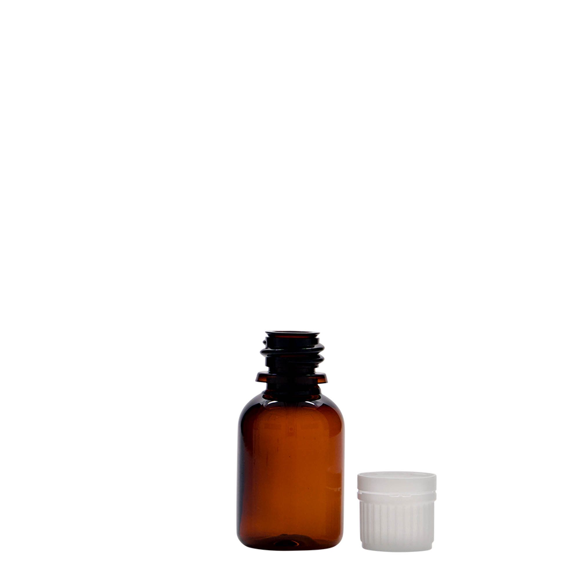 Flacon médical PET 20 ml 'Easy Living', brun, plastique, ouverture : DIN 18