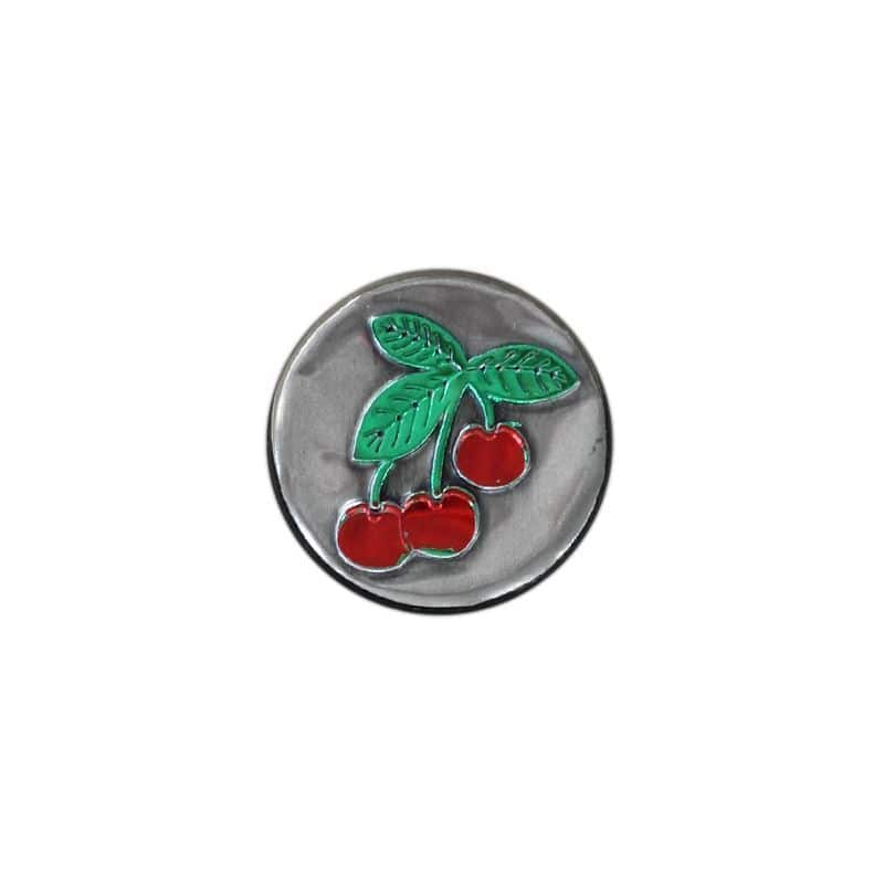 Étiquette en étain 'Cerise', ronde, métallique, argentée Étiquette en étain 'Cerise', ronde, métallique, argentée