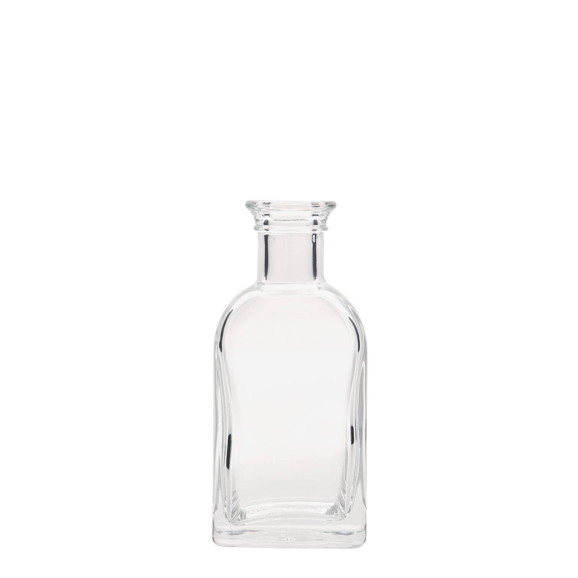 Flacon en verre 100 ml Apotheker Carré, carré, ouverture : bouchon en liège Flacon en verre 100 ml Apotheker Carré, carré, ouverture : bouchon en liège