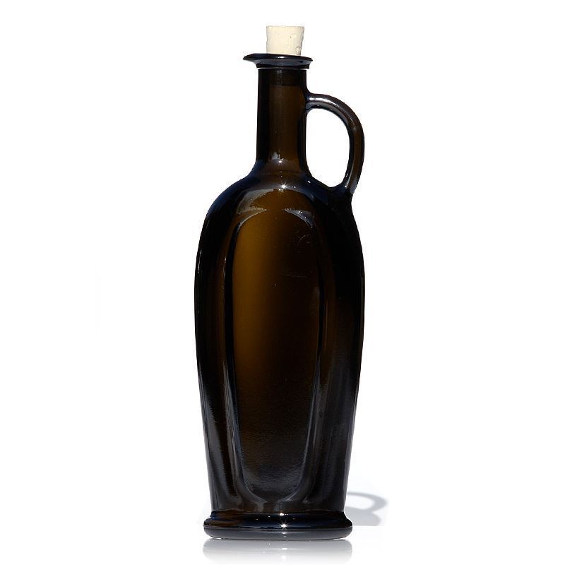 Bouteille en verre 500 ml « Eleganta », ovale, vert antique, ouverture : bouchon en liège