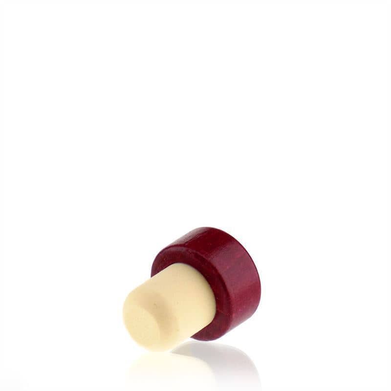 Bouchon à poignée 19 mm, bois, rouge bordeaux, pour col : liège