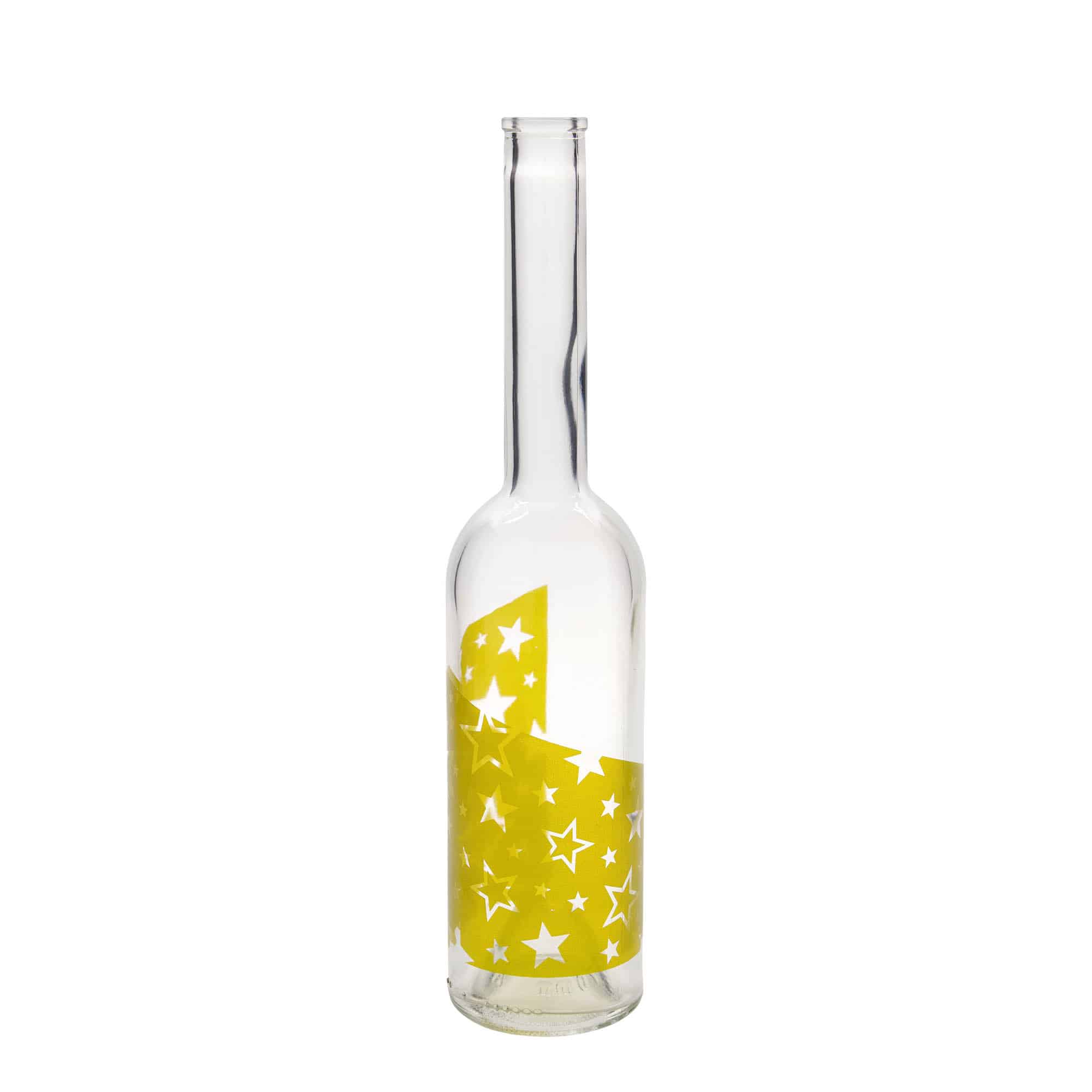 Bouteille en verre 500 ml « Opera », motif : étoiles dorées, ouverture : bouchon en liège