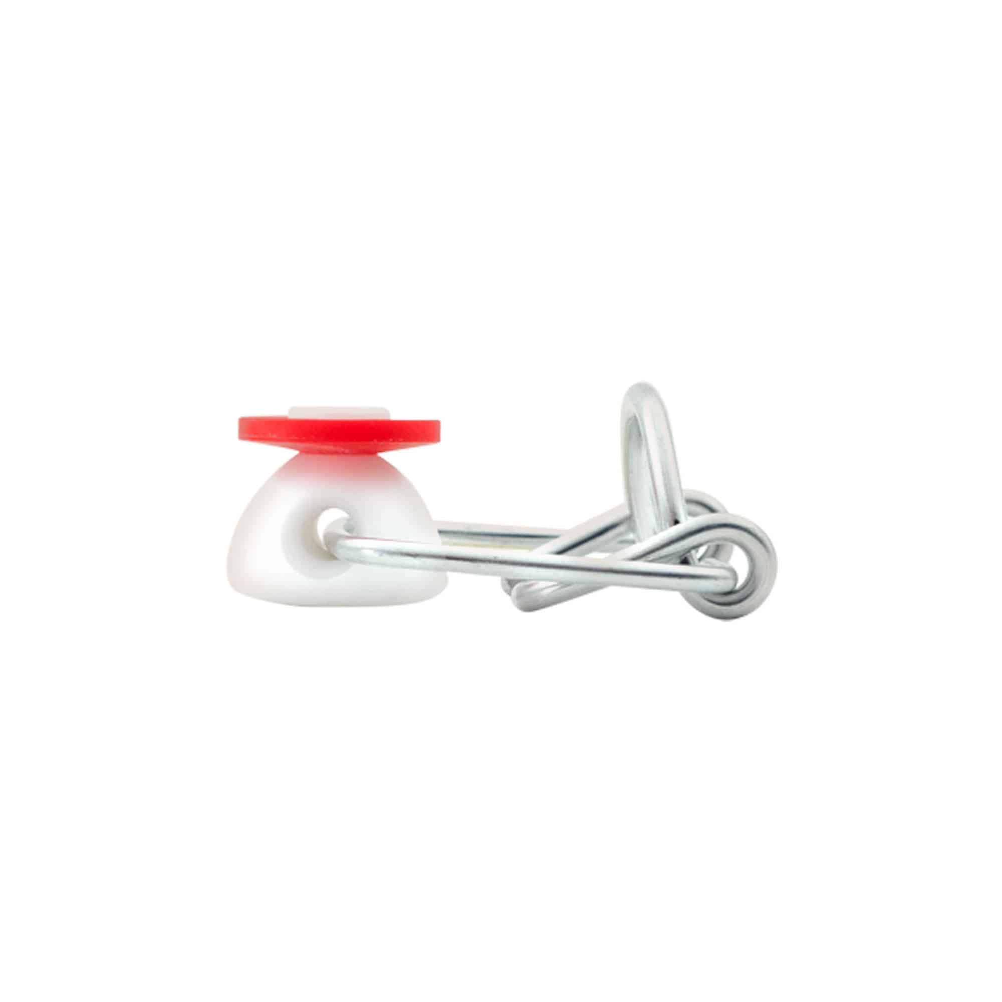 Fermeture à clip Mini, plastique, rouge-blanc