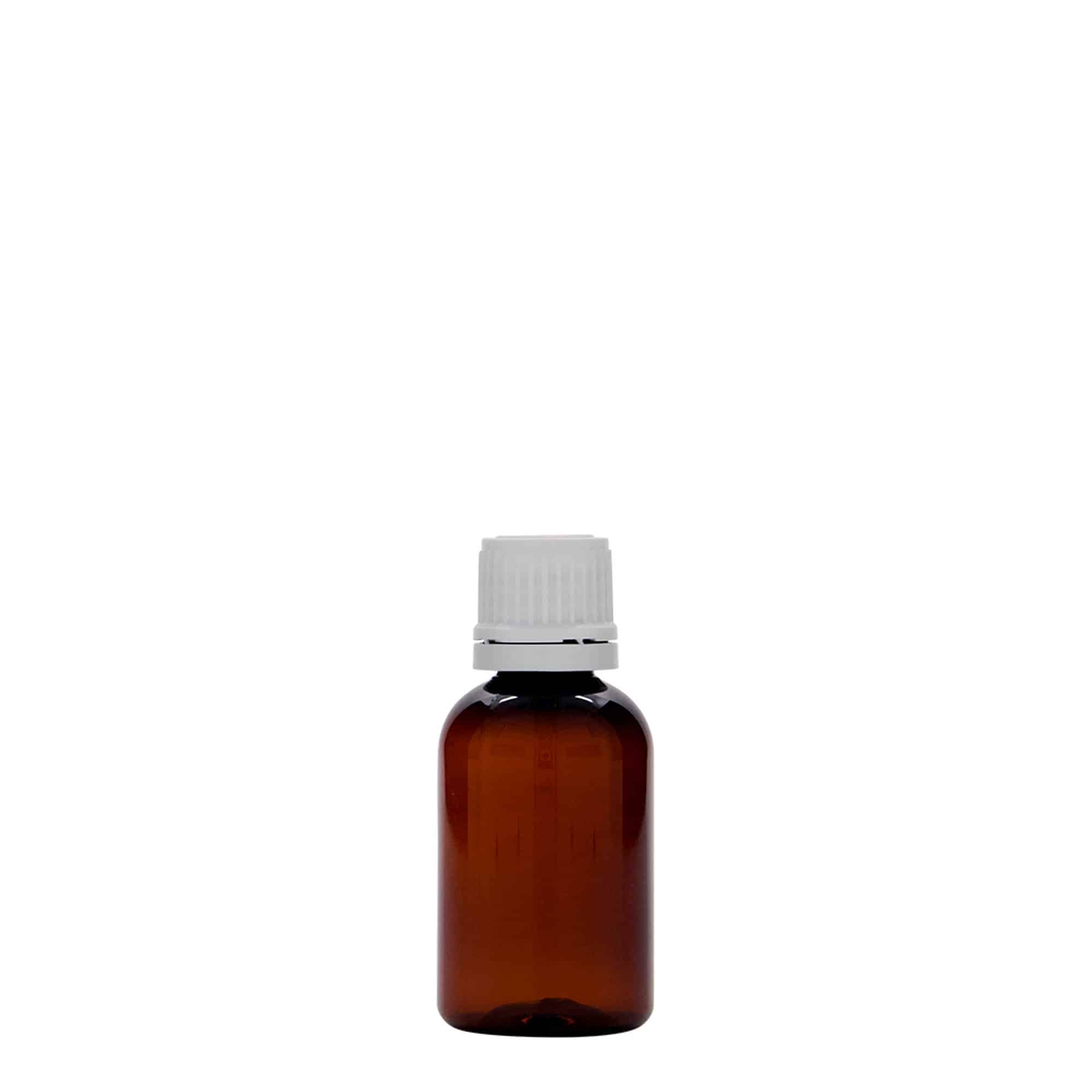 Flacon médical PET 30 ml 'Easy Living', brun, plastique, ouverture : DIN 18