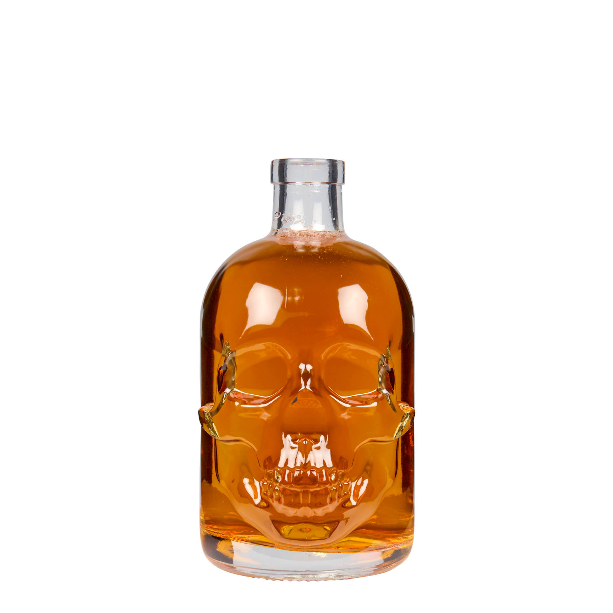 Bouteille en verre de 500 ml « Tête de mort », ouverture : bouchon en liège Bouteille en verre de 500 ml « Tête de mort », ouverture : bouchon en liège