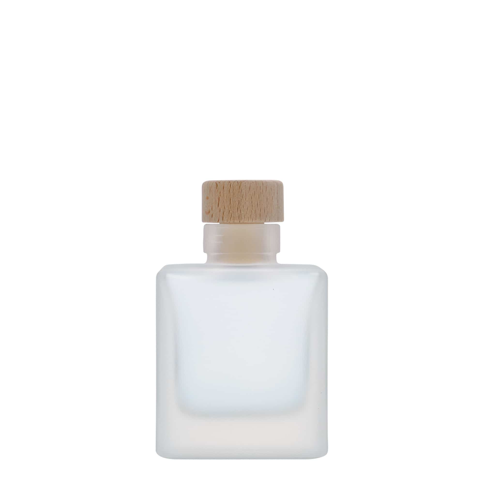 Bouteille en verre 100 ml 'Cube', carrée, glacée, bouchage: bouchon
