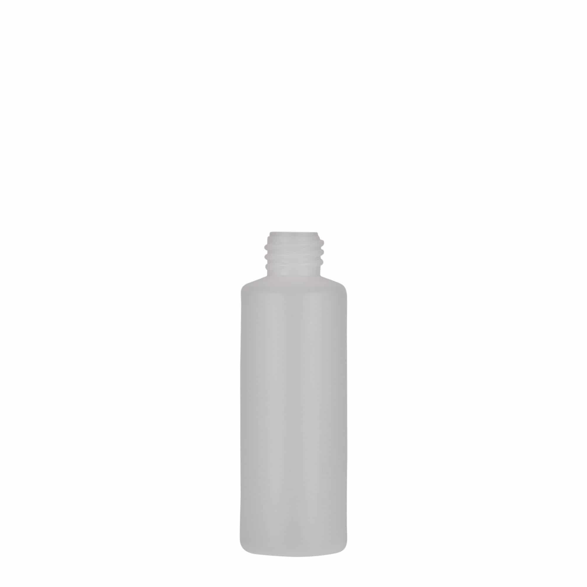 50 ml bouteille ronde, plastique PE, naturel, ouverture : bouchon à vis