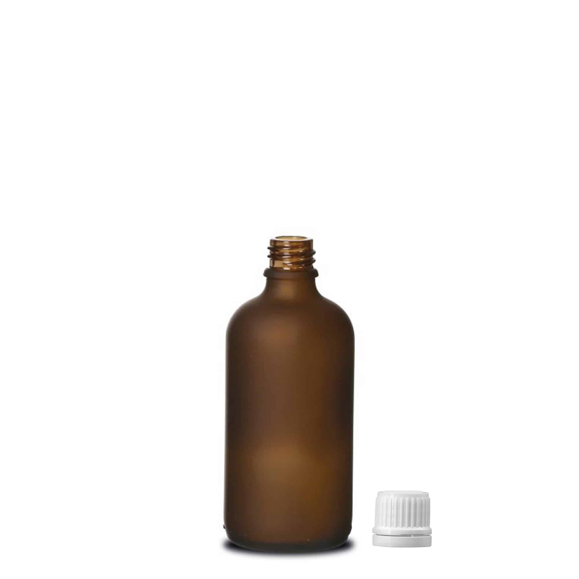 Flacon médical 100 ml, verre, brun givré, ouverture : DIN 18