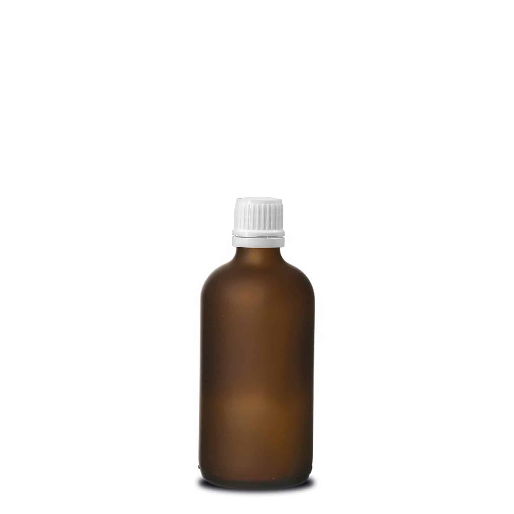 Flacon médical 100 ml, verre, brun givré, ouverture : DIN 18