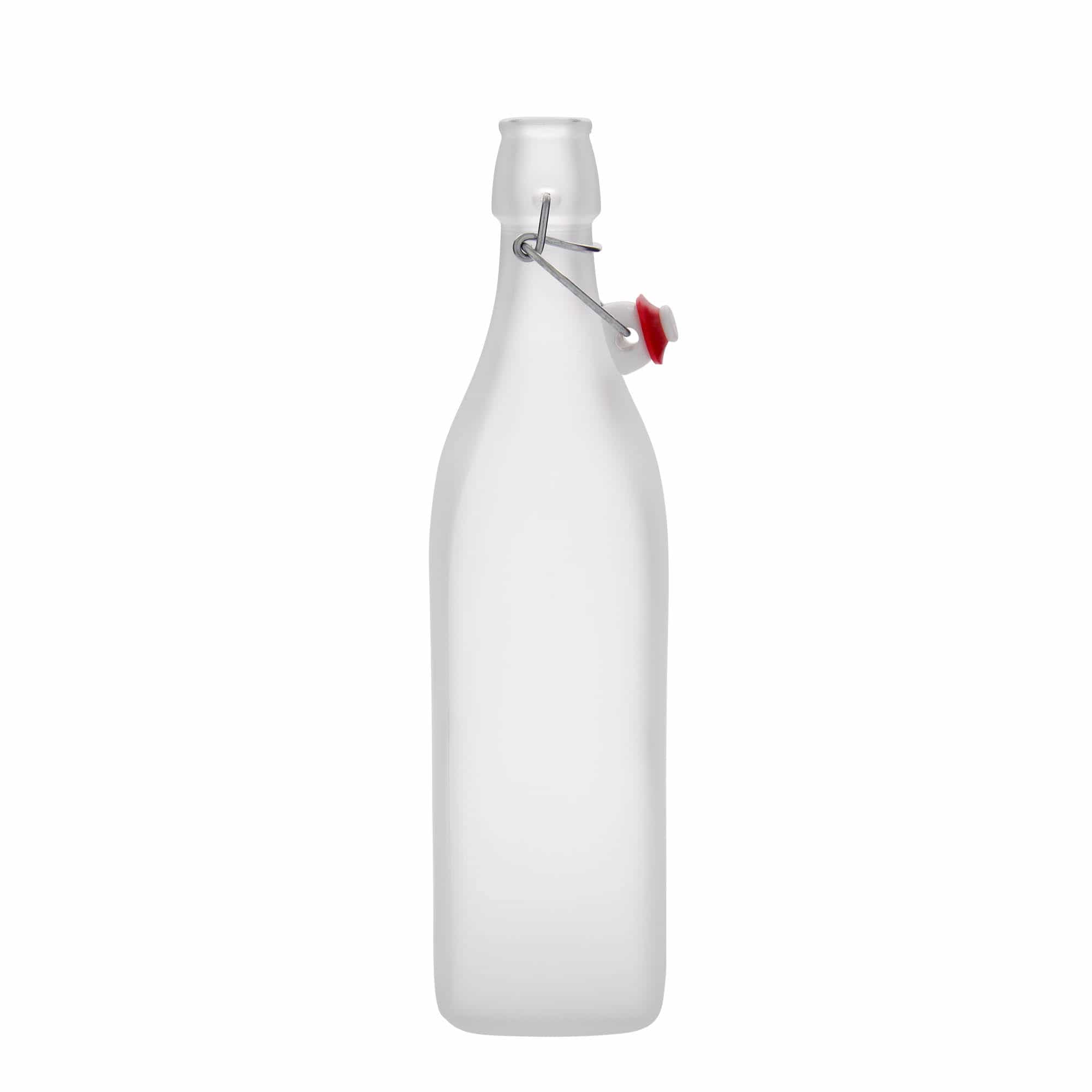 Bouteille en verre 1 000 ml 'Swing', carrée, blanche, bouchage: bouchon mécanique