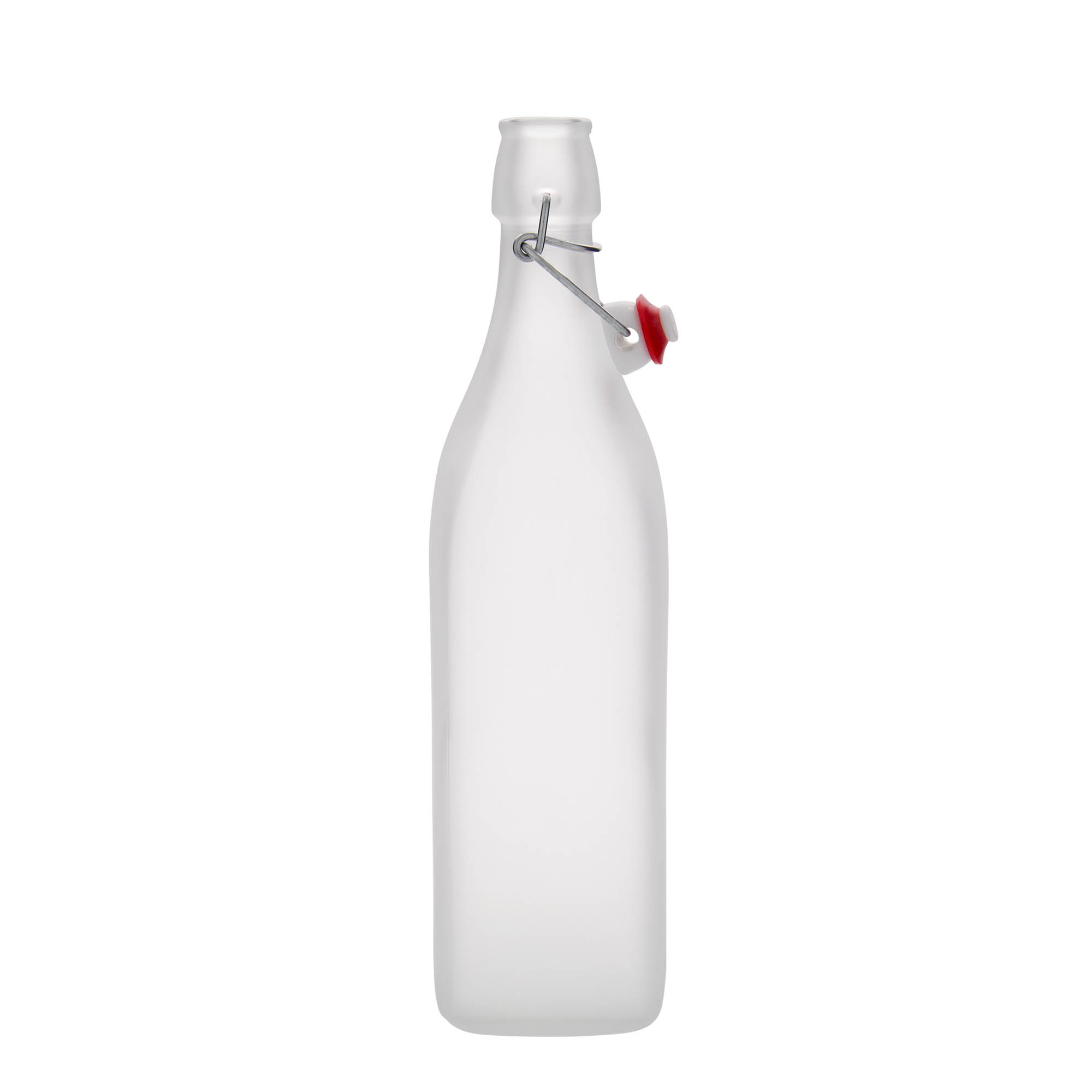 Bouteille en verre 1 000 ml 'Swing', carrée, givrée, ouverture : fermeture à levier