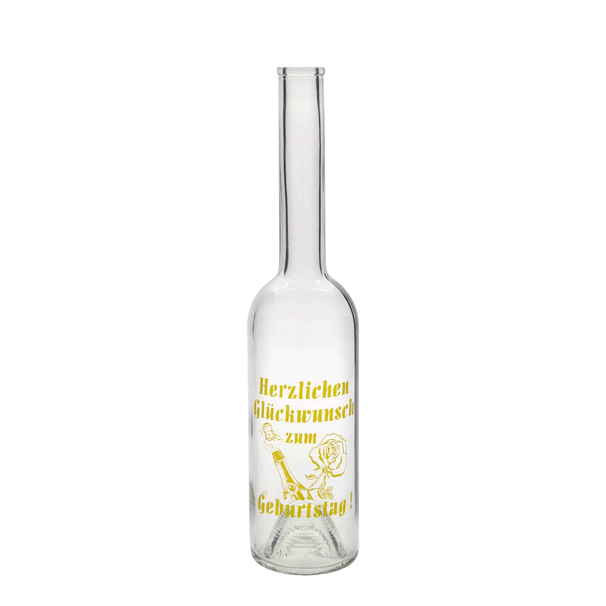 Bouteille en verre 500 ml 'Opera', motif : Pomme, ouverture : liège