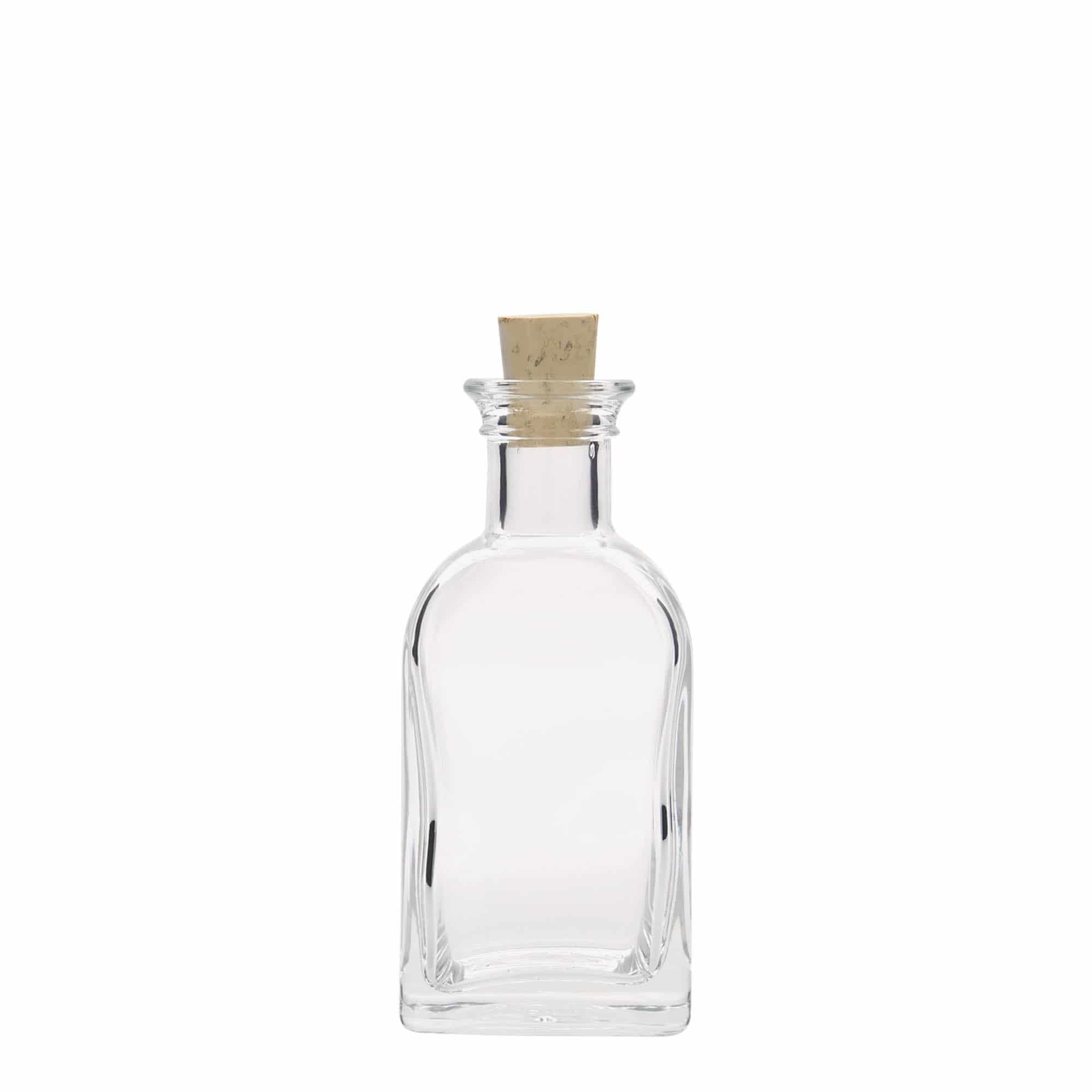 Flacon en verre 100 ml Apotheker Carré, carré, ouverture : bouchon en liège