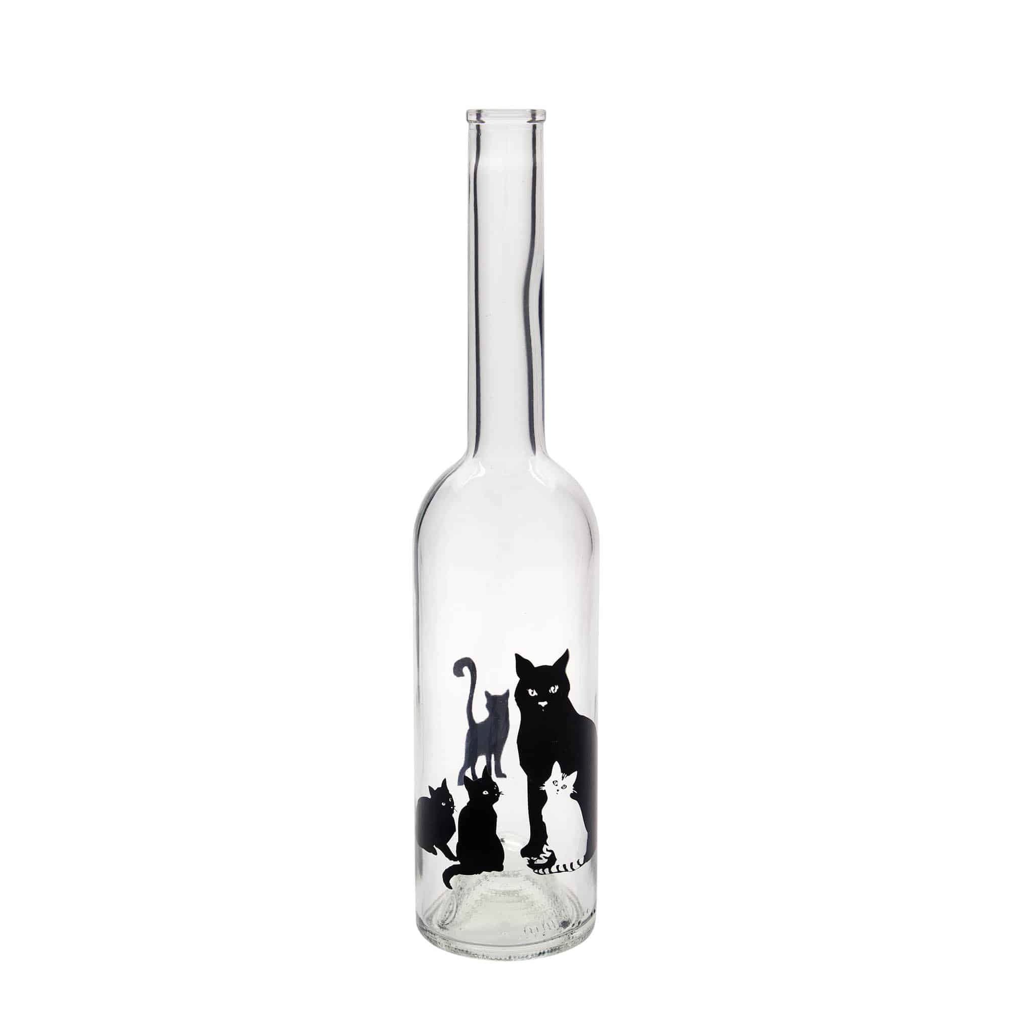 Bouteille en verre 500 ml 'Opera', motif : chats, bouchage: bouchon Bouteille en verre 500 ml 'Opera', motif : chats, bouchage: bouchon