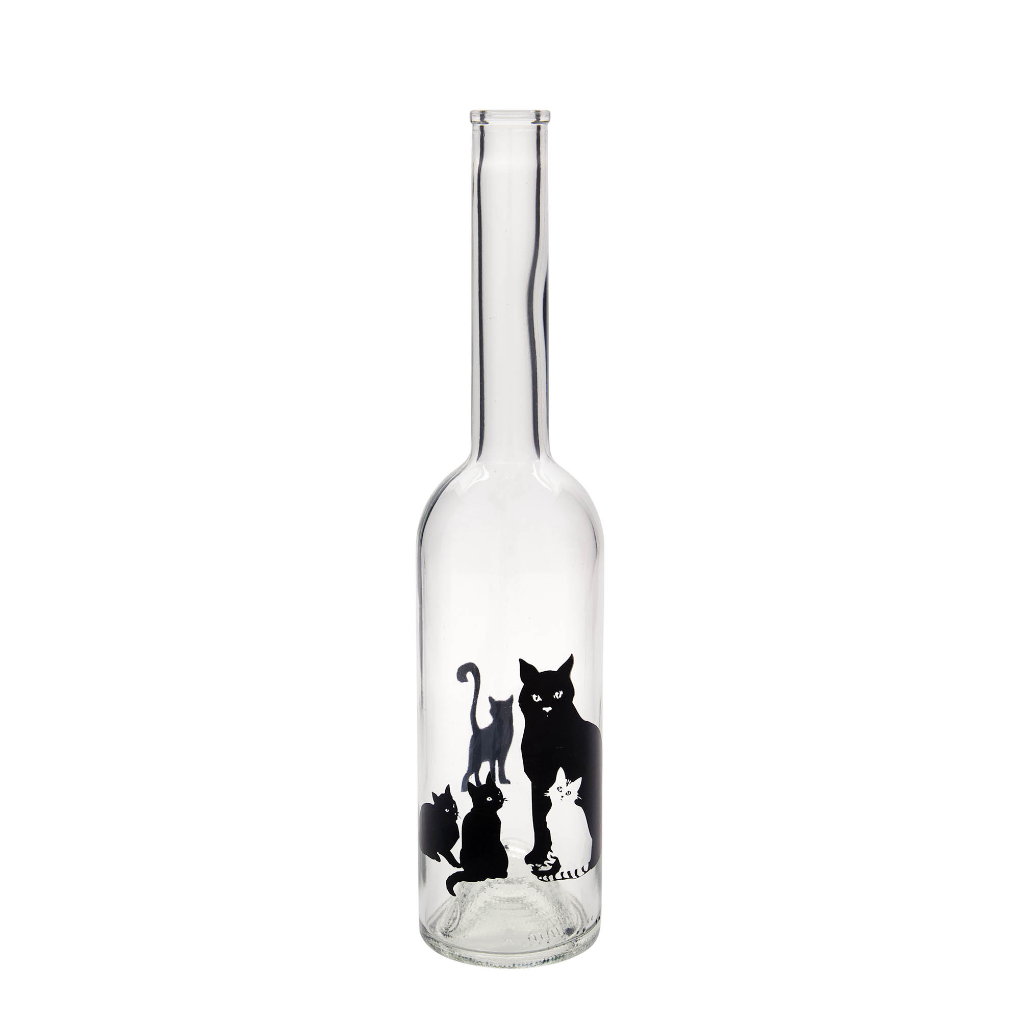 Bouteille en verre 500 ml « Opera », motif : chats, ouverture : bouchon en liège