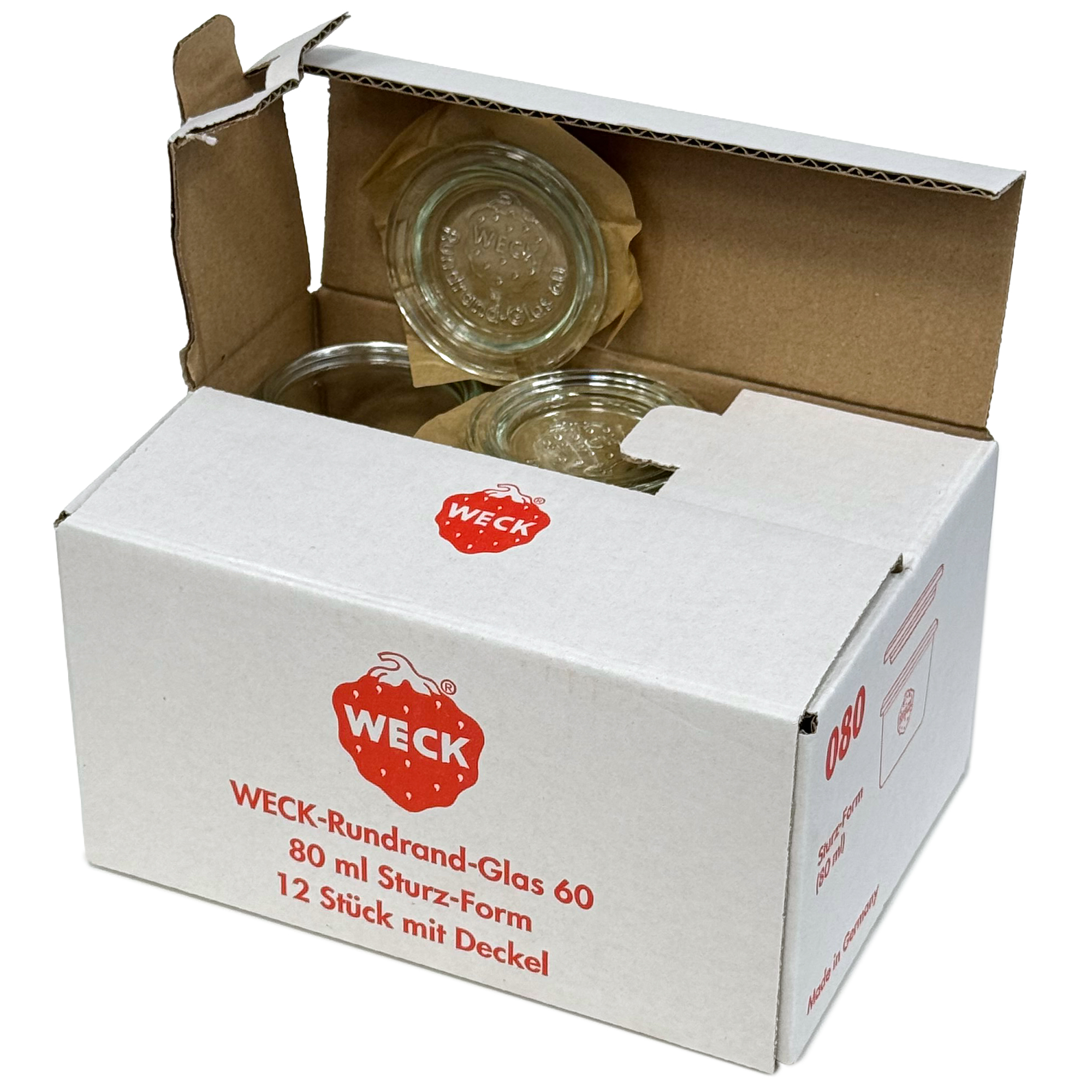 12x 80 ml bocal WECK à renversement avec couvercle en verre RR 60