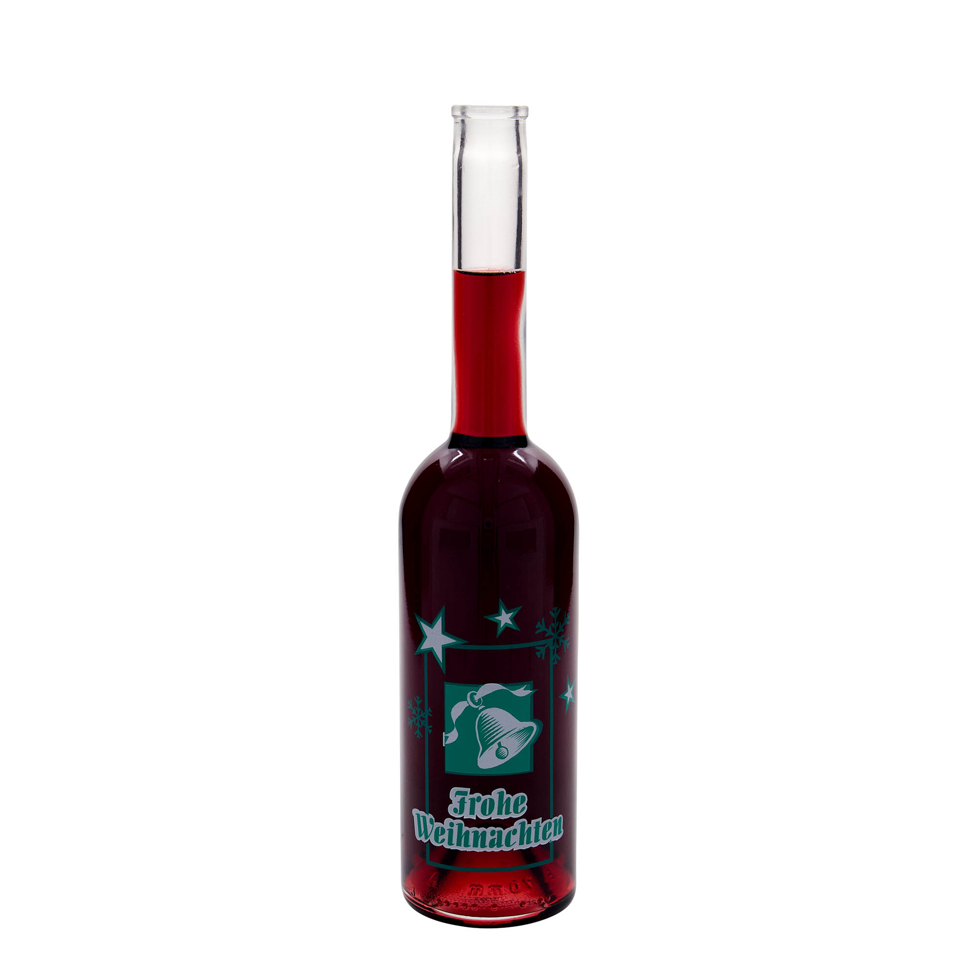 Bouteille en verre 500 ml 'Opera', motif : Joyeux Noël, ouverture : bouchon en liège