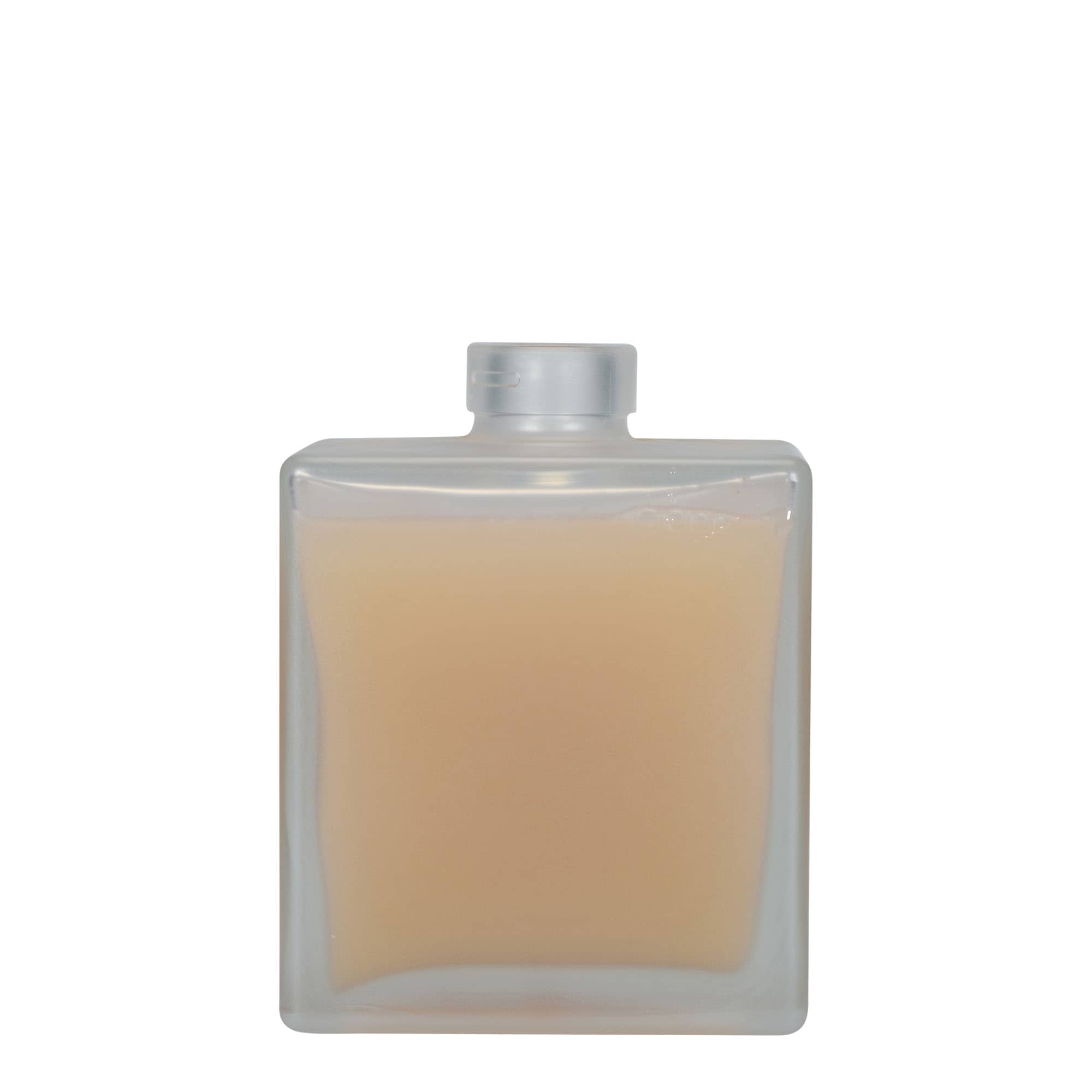 Bouteille en verre 500 ml 'Cube', carrée, givrée, ouverture : bouchon en liège
