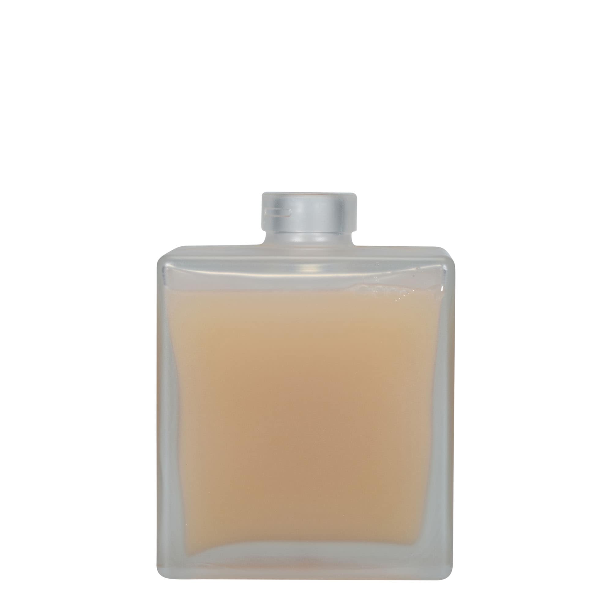 Bouteille en verre 500 ml 'Cube', carrée, givrée, ouverture : bouchon en liège