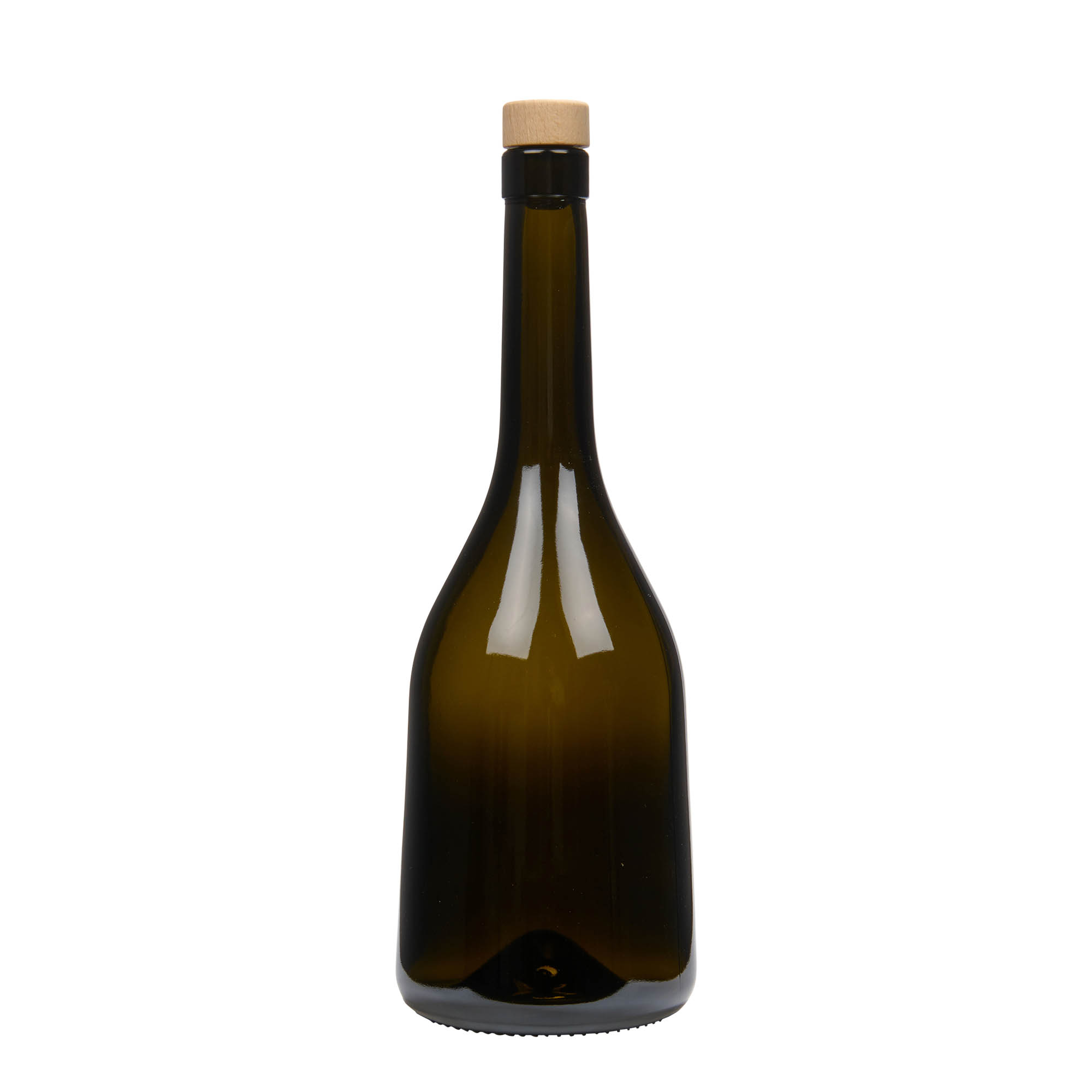Bouteille en verre 750 ml 'Rustica', vert antique, ouverture : bouchon en liège