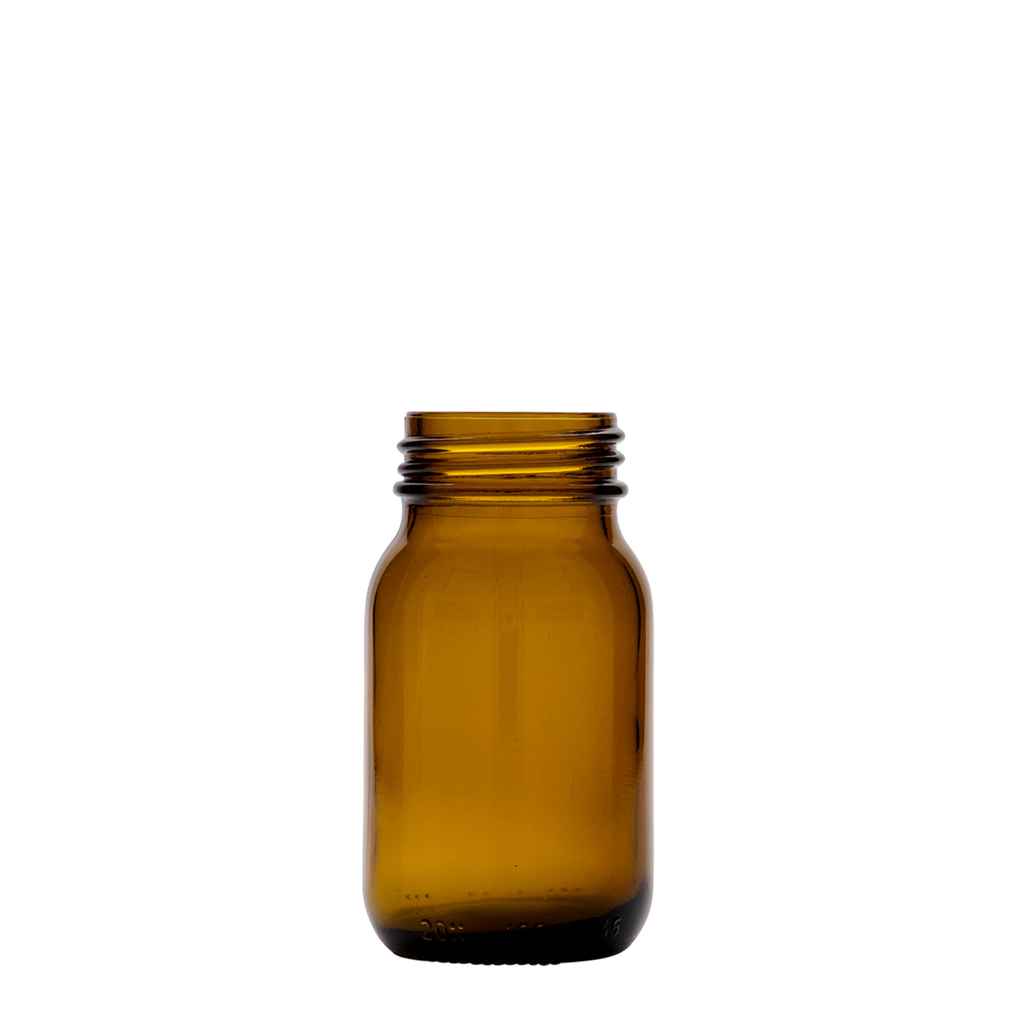 100 ml en verre à col large, brun, ouverture : DIN 40