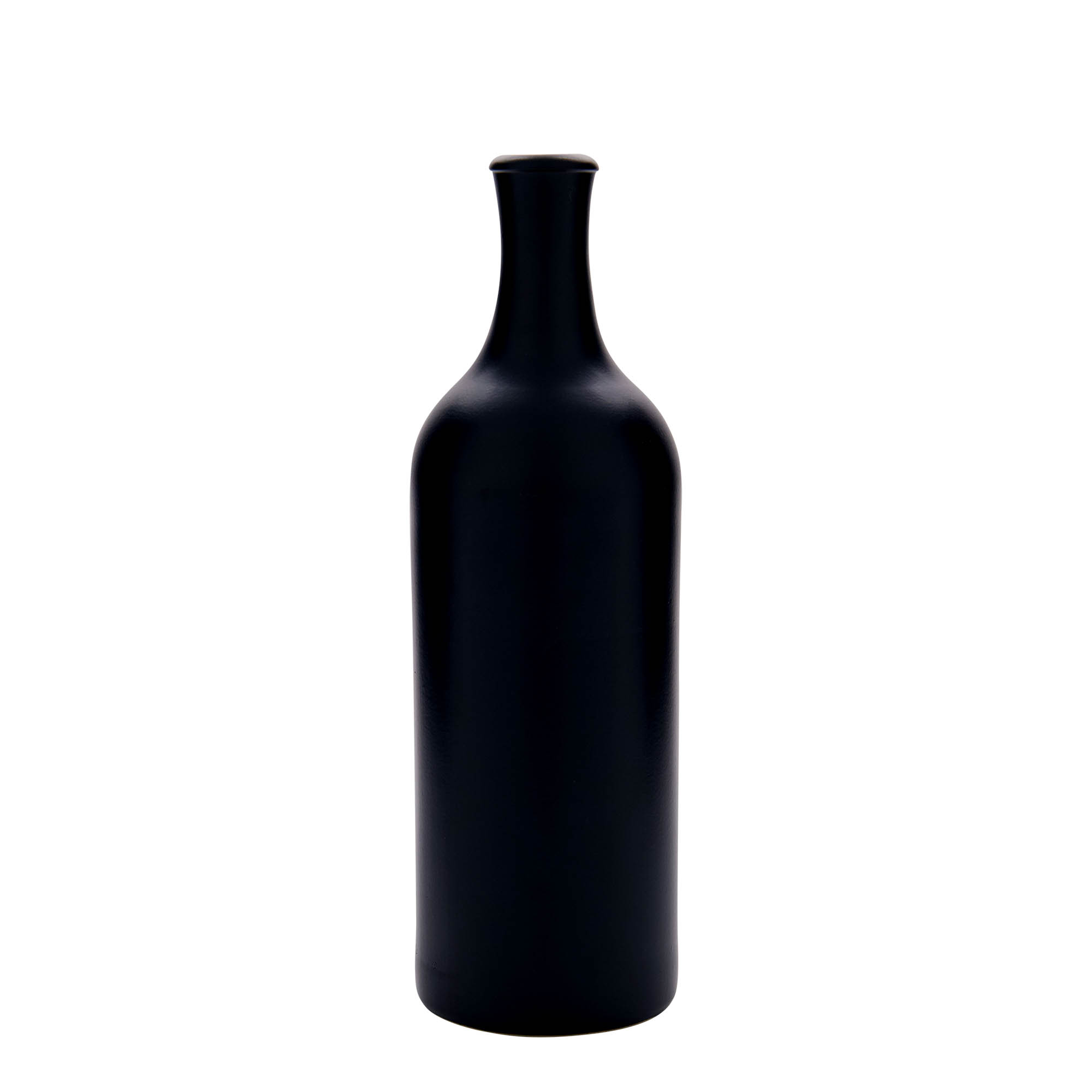 Cruche en grès à long col de 750 ml, noir, ouverture : bouchon en liège