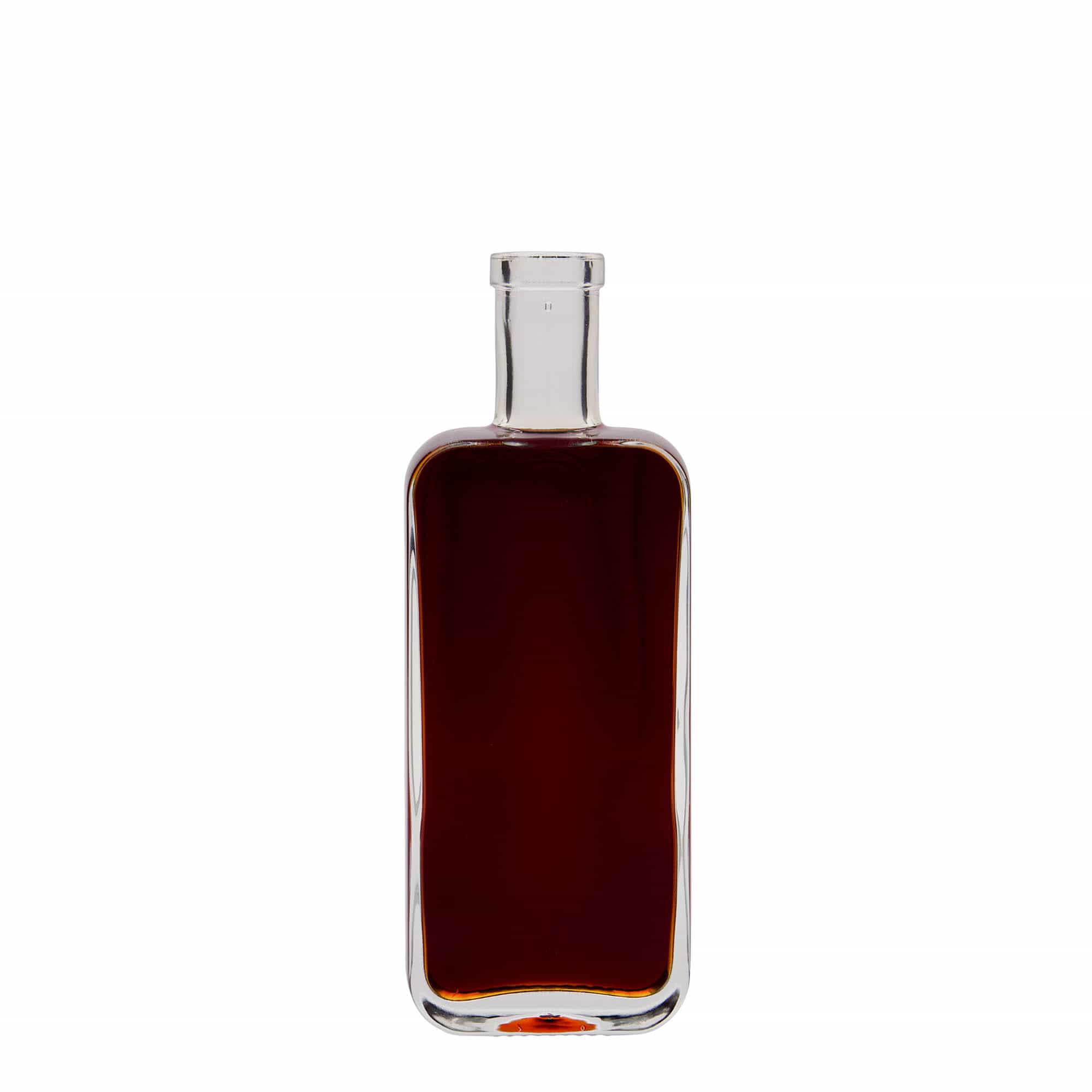 Flacon en verre 200 ml 'Nice', rectangulaire, ouverture : bouchon en liège