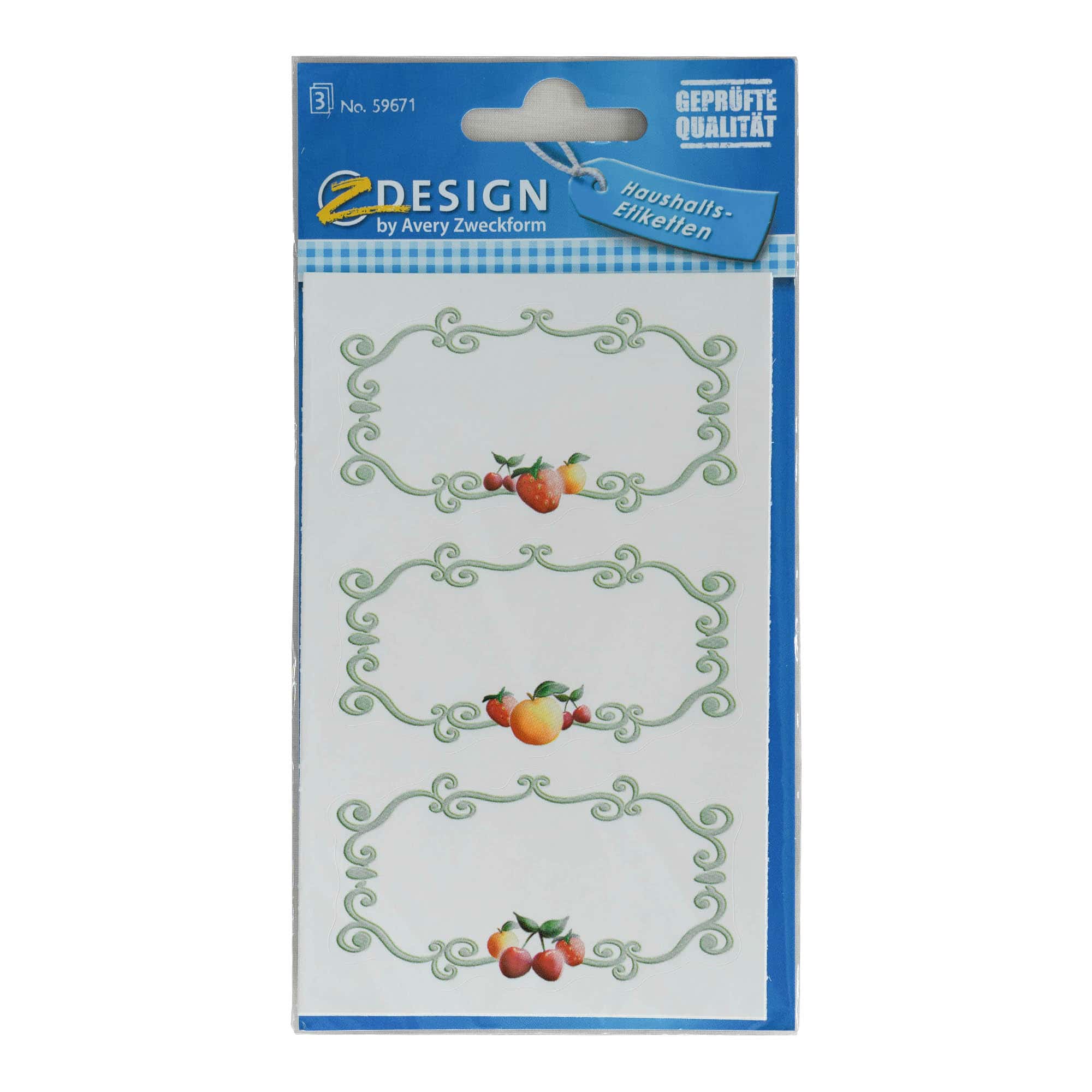 Étiquettes Zweckform « Cadre Fruits », rectangulaires, papier, multicolores