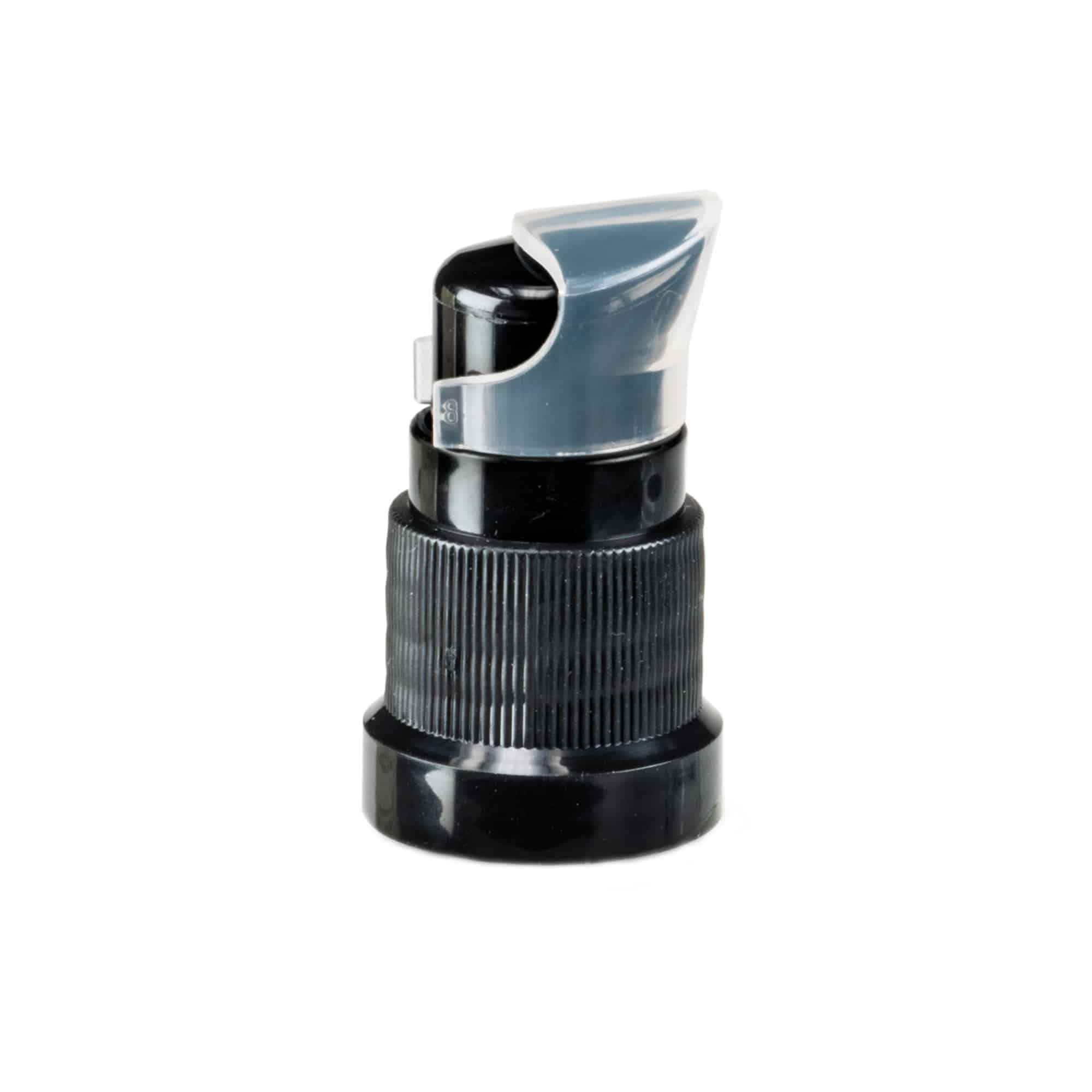 Bouchon à vis avec pompe lotion, plastique PP, noir, pour ouverture : DIN 18